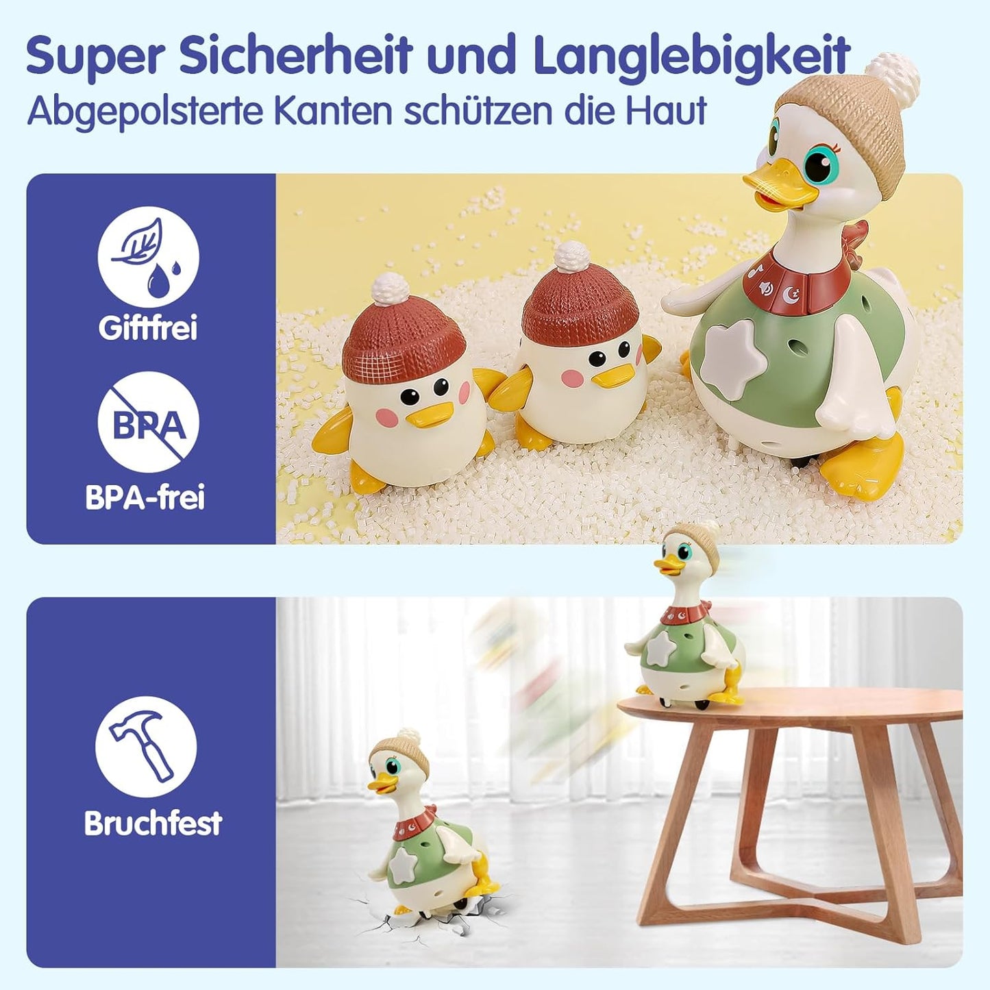 HOLA Baby Toy 6-8-9-12 Months, Dancing Duck Family Toy, Crawling Toy with Light & Music, Interactive Baby Toy from 6 8 9 12 Months, Tummy Time Toys from 1 Year Boys Girls