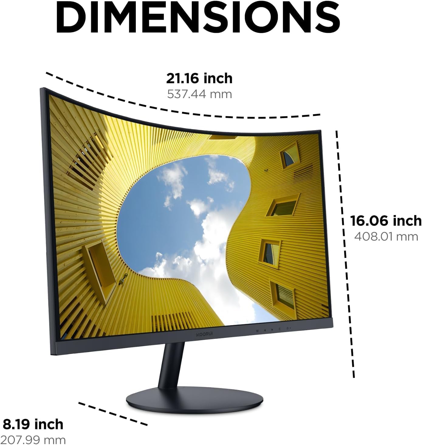 KOORUI Gaming Monitor 27 Zoll, Full HD Rahmenlos Bildschirm 165Hz Adaptive Sync (1ms, VA-Panel, Eye-Care, 1920 x 1080, 2xHDMI 2.0, & DisplayPort 1.4, VESA 75x75mm, DCI-P3 90%)