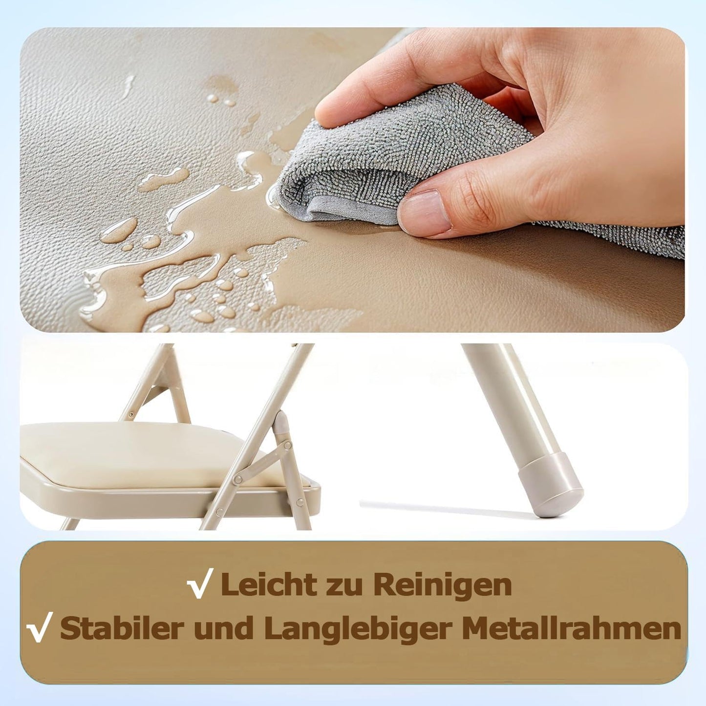 Asdsed Klappstuhl 4er Set, Klappstühle Gepolstert, Klappstuhl bis 158KG Gepolstert mit Starker Stahlrahmen, Faltbarer Klappstühle Platzsparender Schreibtischstuhl für Haus Büro Garten Balkon Party