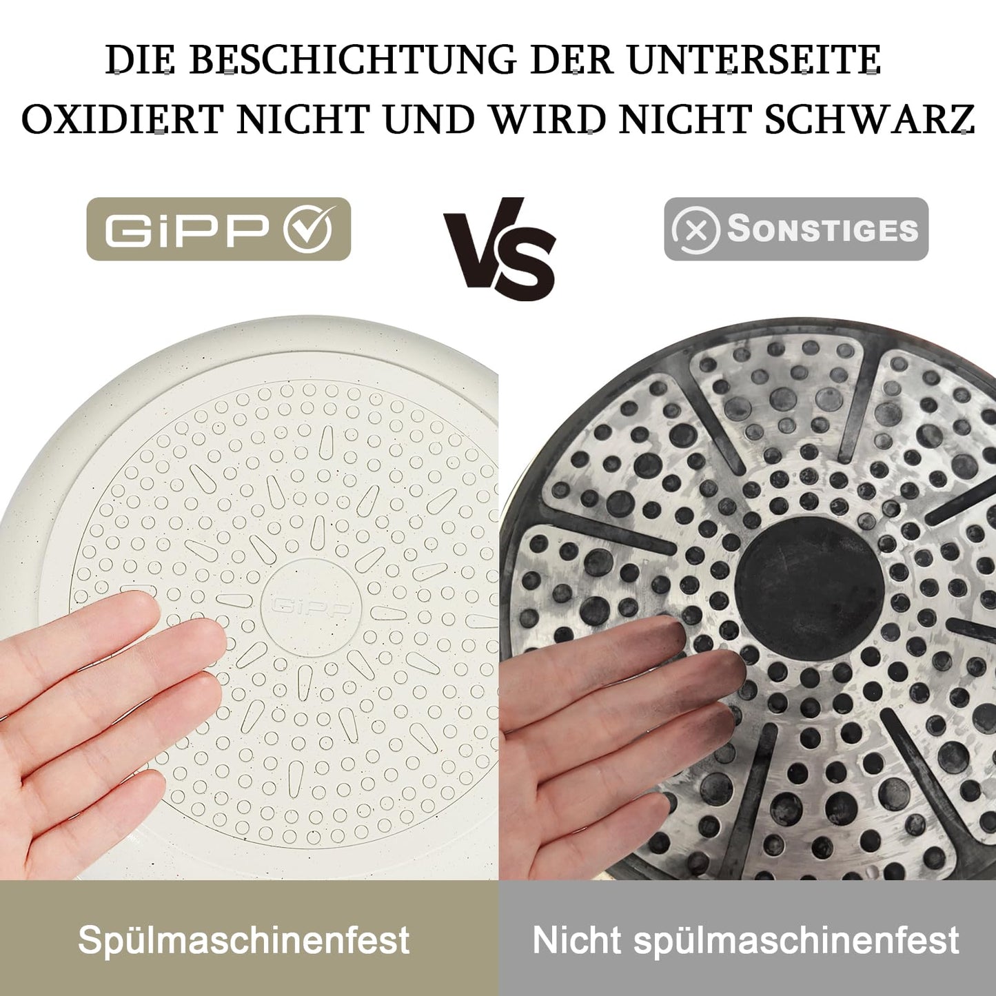 GiPP Keramik Topfset mit Abnehmbarer Griff, 5-Teilig Topf und Pfannenset mit Antihaft Beschichtet, Topfset Induktion Kochtopf Set, Backofenfest, für Alle Herdarten, PTFE/PFOA-frei, Schwarz