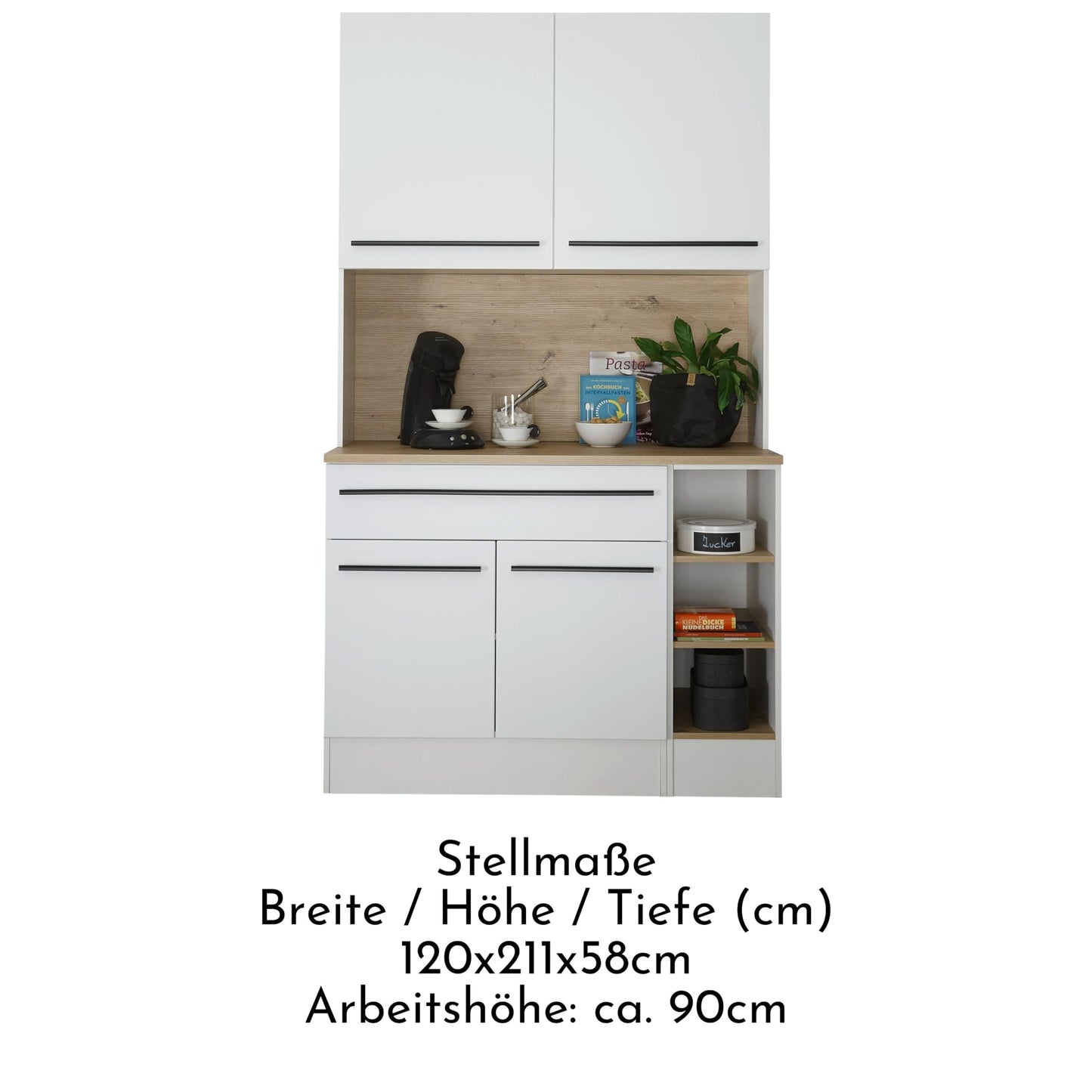 FINN Modern Kitchen Unit without Electrical Appliances in Matt White, Artisan Oak Look, Spacious Fitted Kitchen with Lots of Storage Space, 260 x 200 x 60 cm (W x H x D)