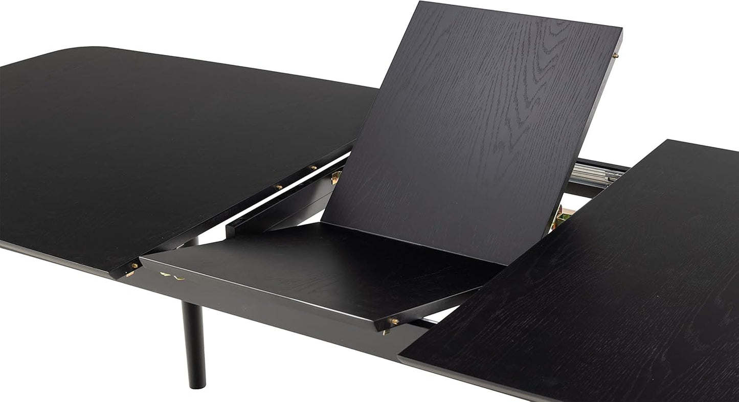 AC Design Furniture Monty Extendable Dining Table for 6 Seater Rectangular Table Top in White Round Legs Kitchen Table with Pull-Out Top W 180 x H 75 x D 90 cm