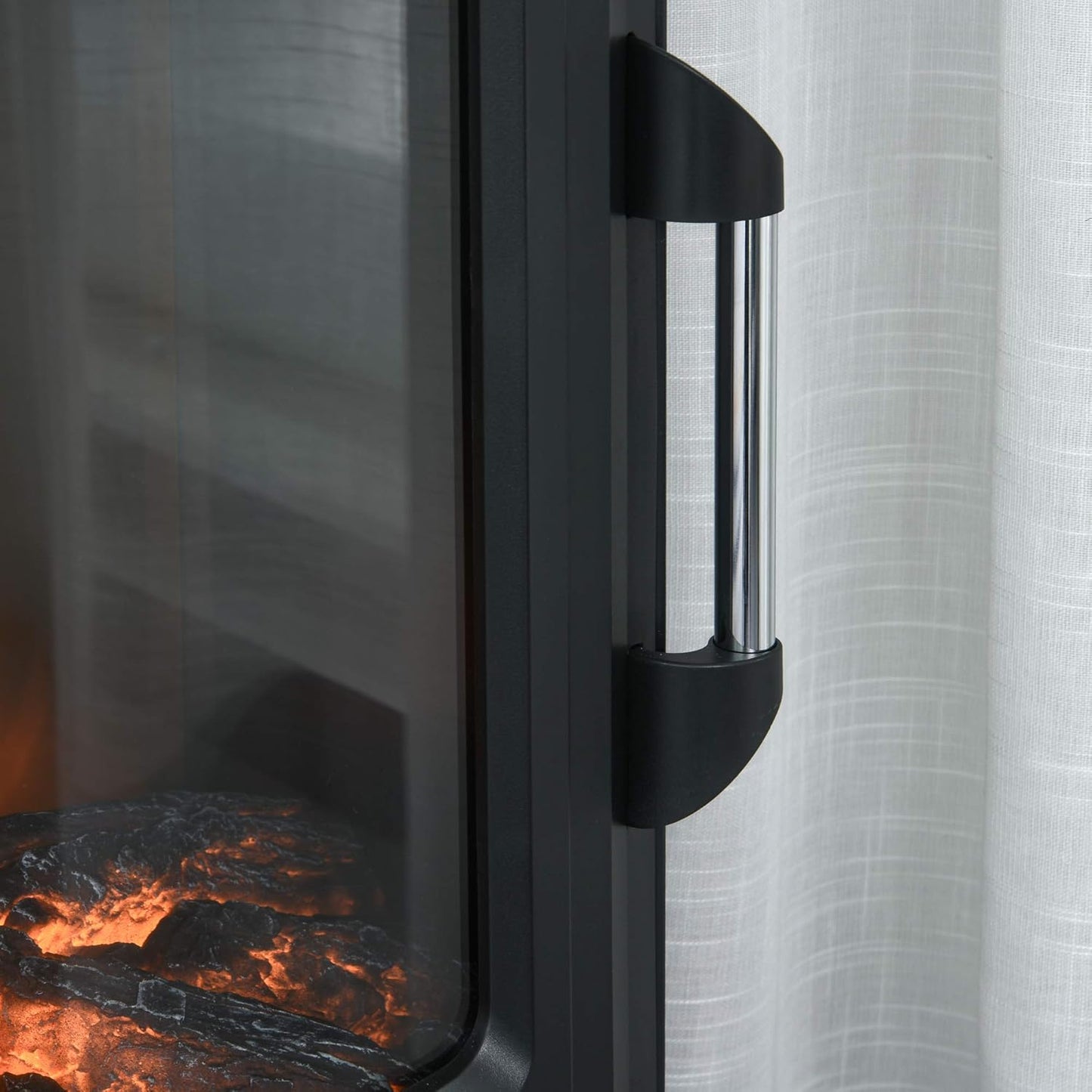 HOMCOM Elektrokamin E-Kamin mit Flammeneffekt Thermostat Kaminofen 1000 W/2000 W, 20–25 qm, Schwarz 44,5x32,1x74 cm