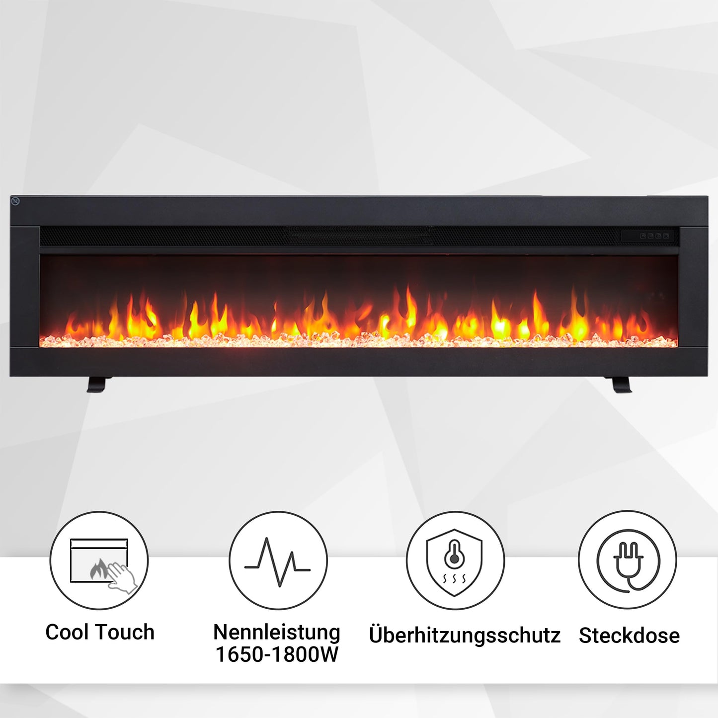 BALDERIA Elektrokamin Agnes 36" | 3in1 Elektrischer Stand-, Wand- oder Einbaukamin mit 3D-Flammeneffekt | Elektro Heizung 1800W | Kamin mit Fernbedienung, Startsteuerung, Timer & Thermostat | Schwarz