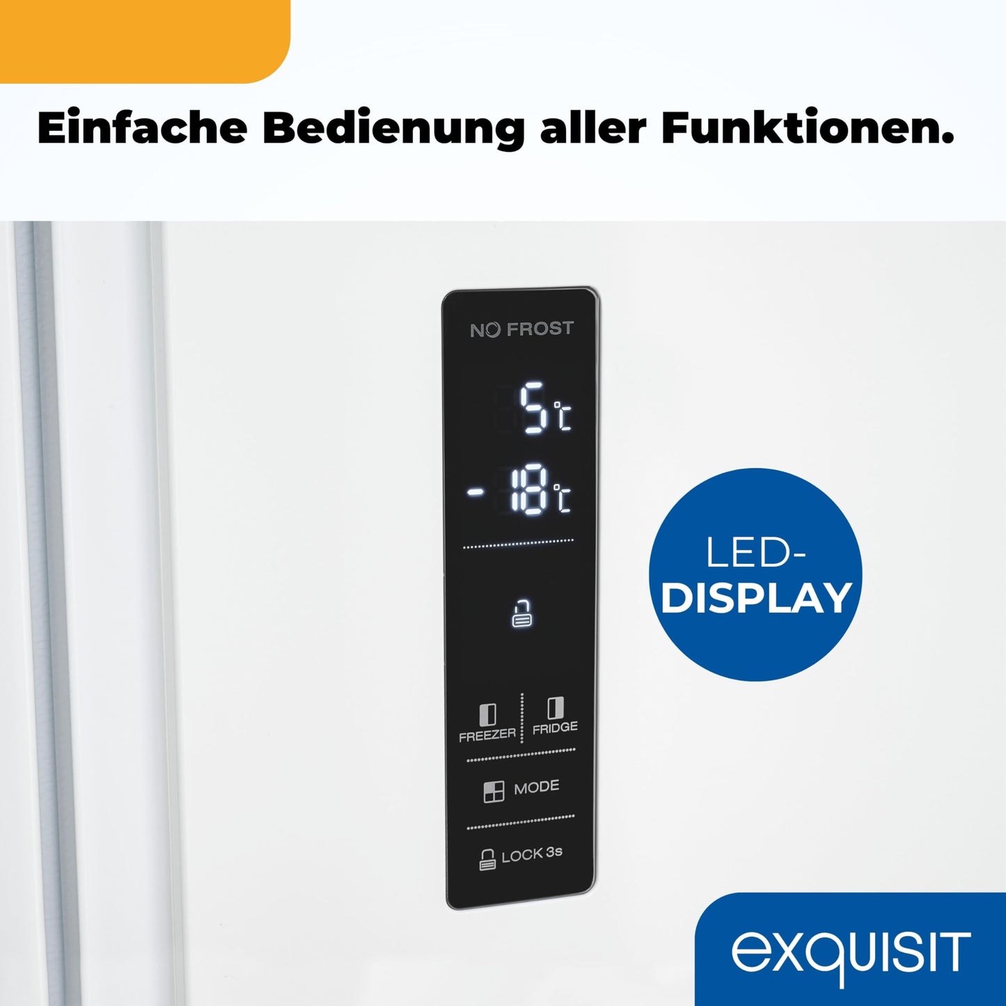 Exquisit SBS546-040E Side-by-Side Fridge-Freezer, 442 Litres, No-Frost, LED Display, 10 Shelves, Quiet Operation, 91 cm Width, White