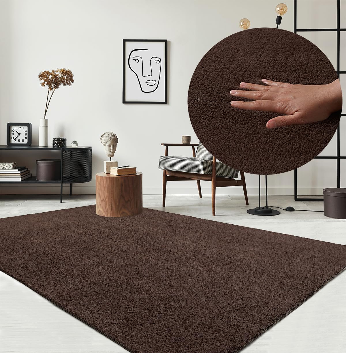 the carpet Relax Rug, Modern, Fluffy, Short Pile, Non-Slip Underside, Washable up to 30°C, Super-Soft, Fur Look, Anthracite, 160 x 220 cm