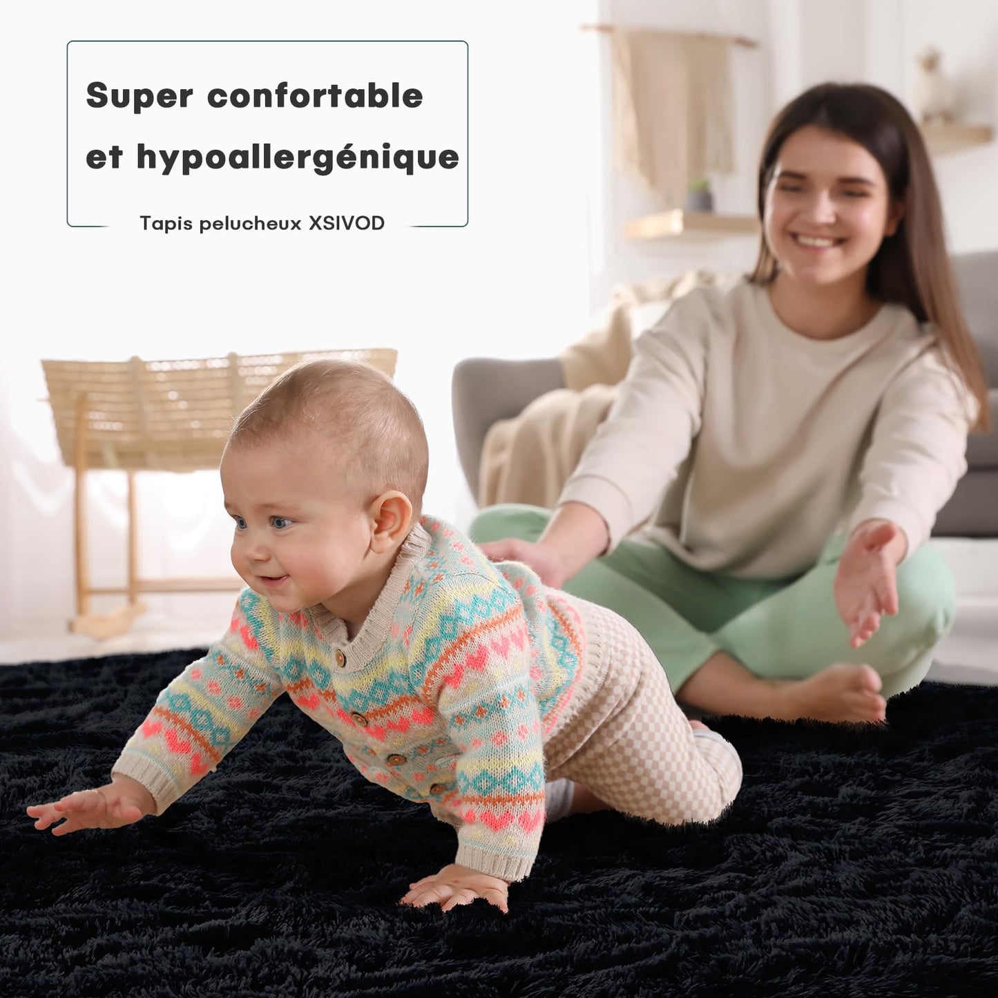 XSIVOD Fluffy High Pile Rug, Dark Grey, Washable Rug 140 x 200 cm, Living Room, Non-Slip Extra Large Rugs, Bedroom, Soft Modern Rugs, Mat Rugs for Children's Room