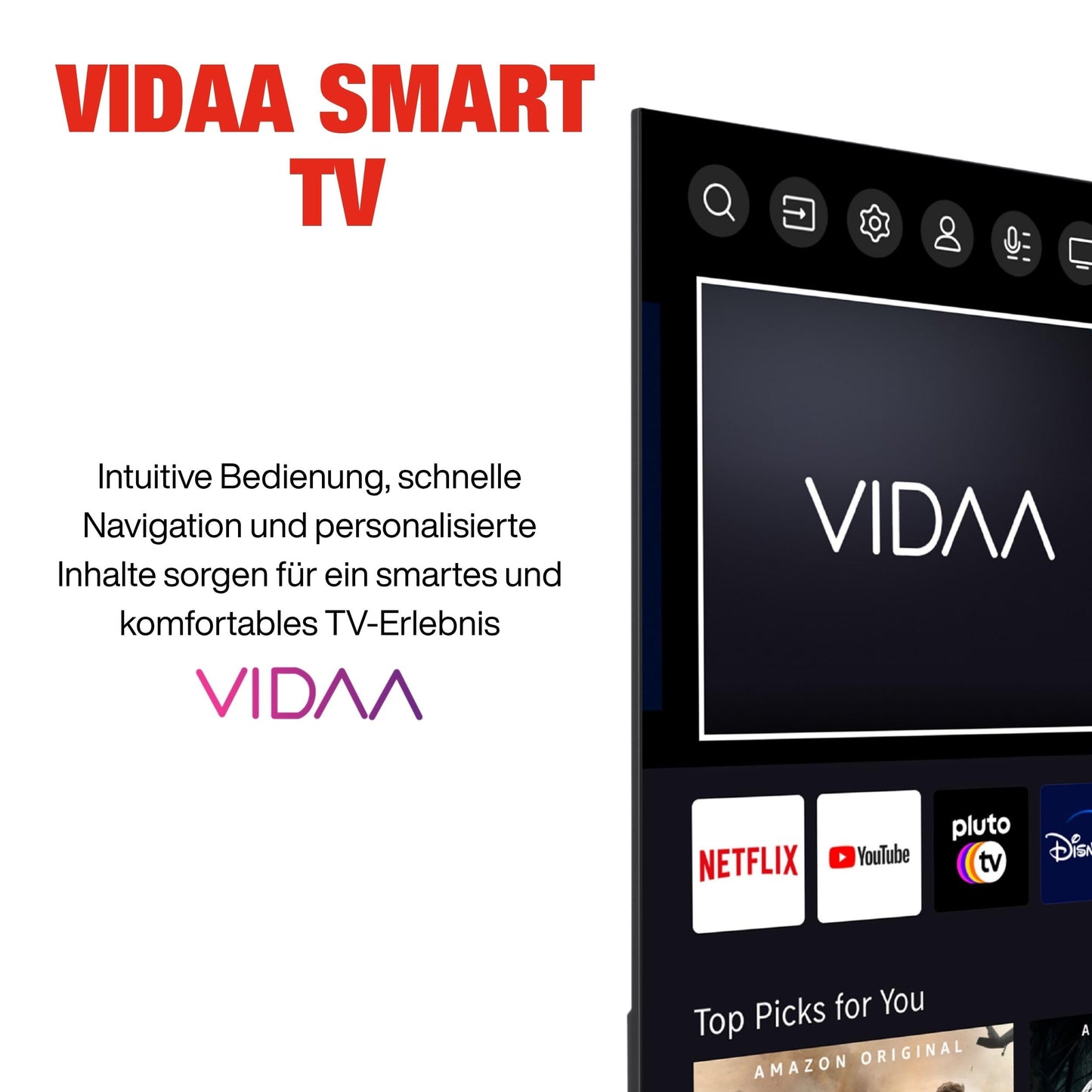 TELEFUNKEN VIDAA D43U790B2CW 4K TV 43 Inch Smart TV UHD, HDR TV with Dolby Vision, Triple Tuner and 6 Months HD+ Including LED TV, Black