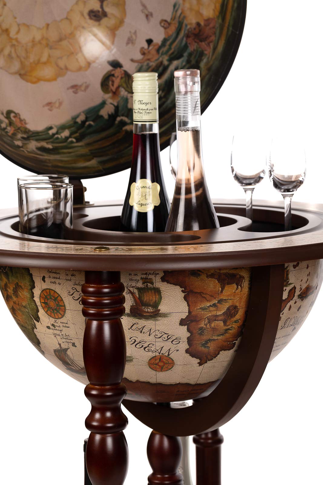 Birendy, giant globe design bar trolley with a lid and wheels