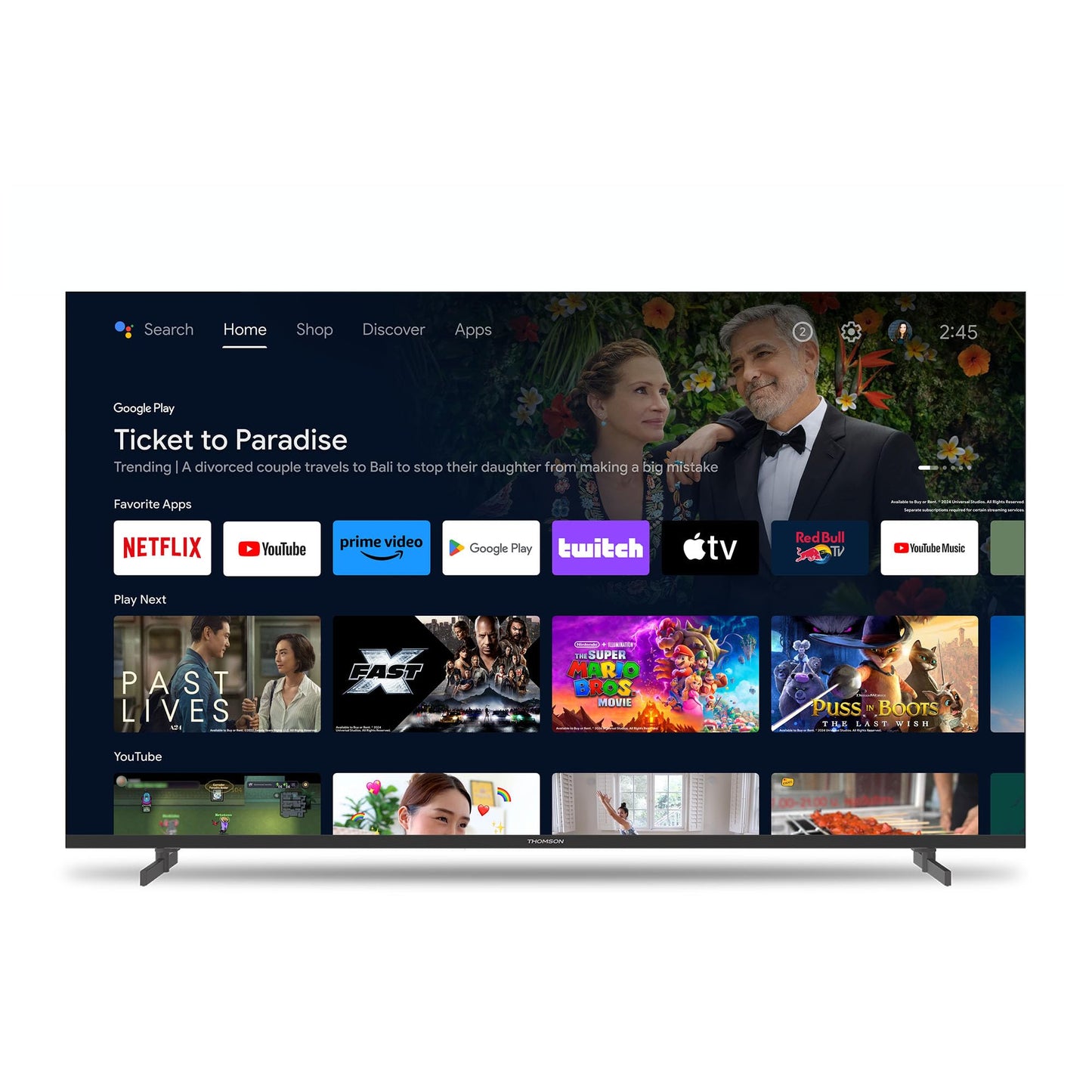 Thomson 43 Zoll (109 cm) 4K Ultra HD Weiß Smart Android TV, Google Assistant, Wi-Fi, Dolby Digital, Bluetooth, Triple-Tuner (Kabel,Satellit,Antenne), HDMI, CI+, A+ Panel – 43UA5S13W