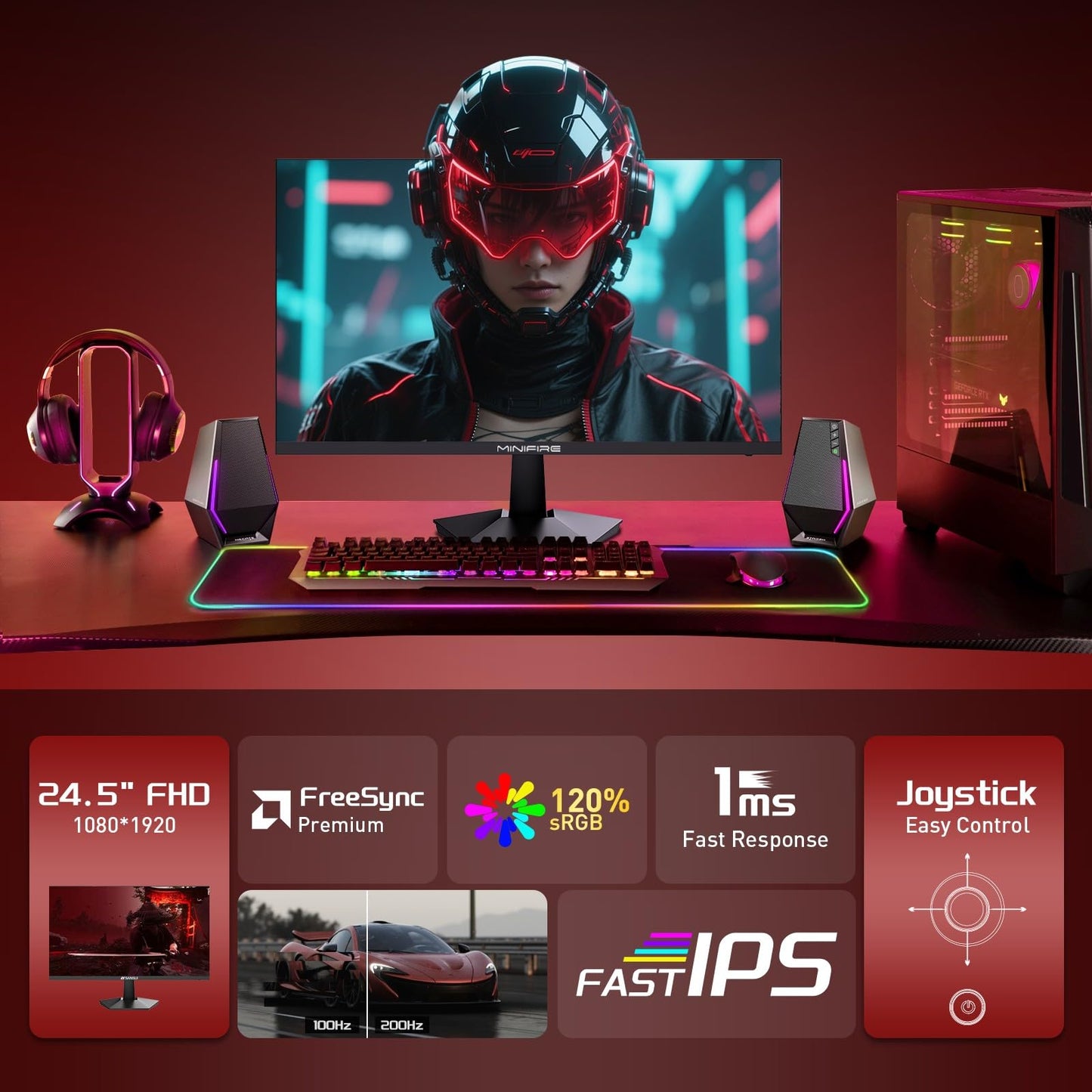 Minifire 27-Inch Monitor, 100 Hz, Anti-Flicker, Full HD, 1080p Monitor PC Screen with HDMI VGA Ports (MF27X3AL HDMI Cable Included)