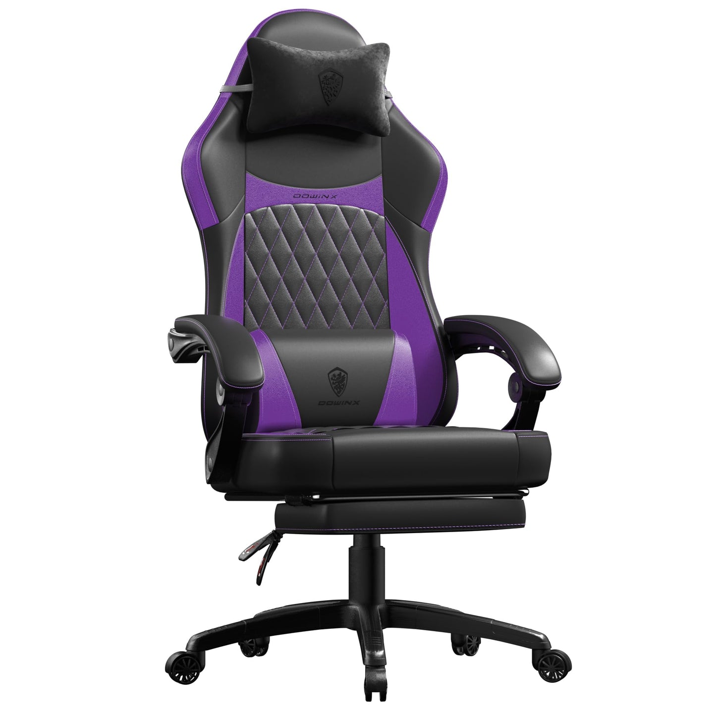 Dowinx Gaming Chair, Racing Gamer Chair, Ergonomic Gaming Chair with Lumbar Support, Gaming Chair, PU Leather, 150 kg, Black Purple