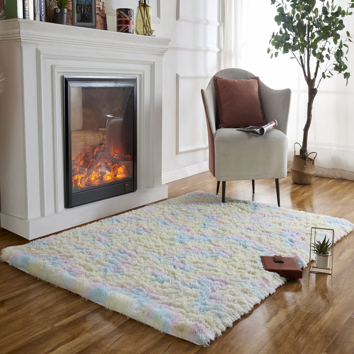Obundi Pink Rug, Fluffy Living Room, Rugs, Teenager's Room, Girls, Soft Non-Slip Bedroom Carpet, Office, Small Rug (Pink, 60 x 120 cm)