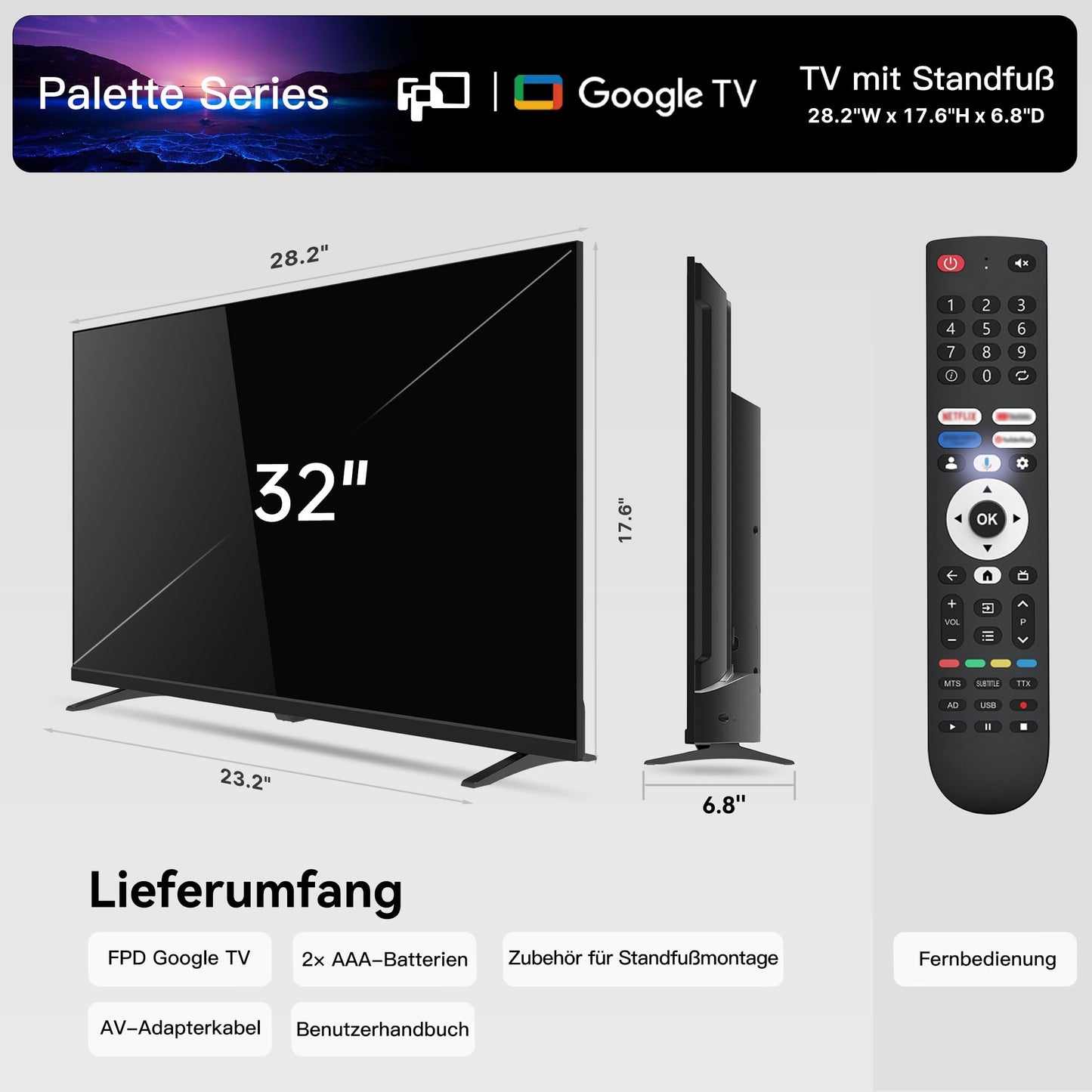 FPD 43 Inch Smart TV 4K UHD LED Flat Screen with Google TV - Google Cast, Bluetooth, HDMI, Live Stream, HDR 10, Dolby Vision, Ultra Thin - Canvas Series, CG43-C1, 2025