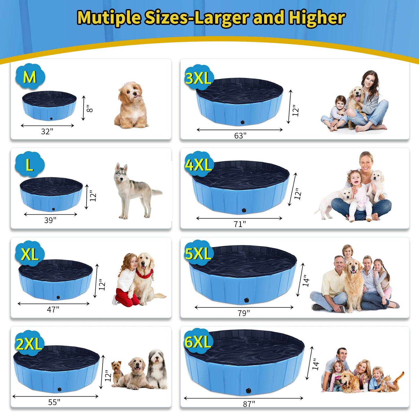 CACSPS Faltbarer Hundepool, 221 x 30,5 cm, Kinderpool mit Hartplastik, rutschfeste Hundebadewanne für den Außenbereich, Hinterhof, Faltbarer Hundepool für Kinder, Hunde, Haustiere (rot)