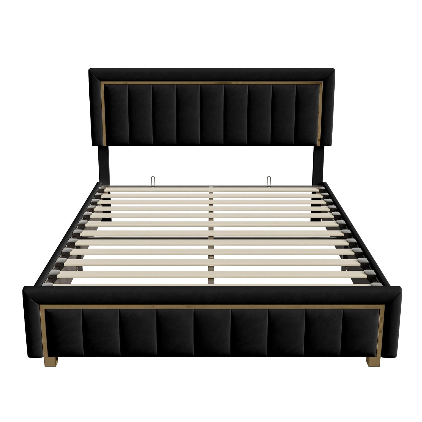 WOBOPCG Upholstered Double Bed 140 x 200, Hydraulic Storage Bed with Slatted Bases, Double Bed with Storage Space, Functional Bed with Storage Space (Grey + Flannel, 140 x 200)
