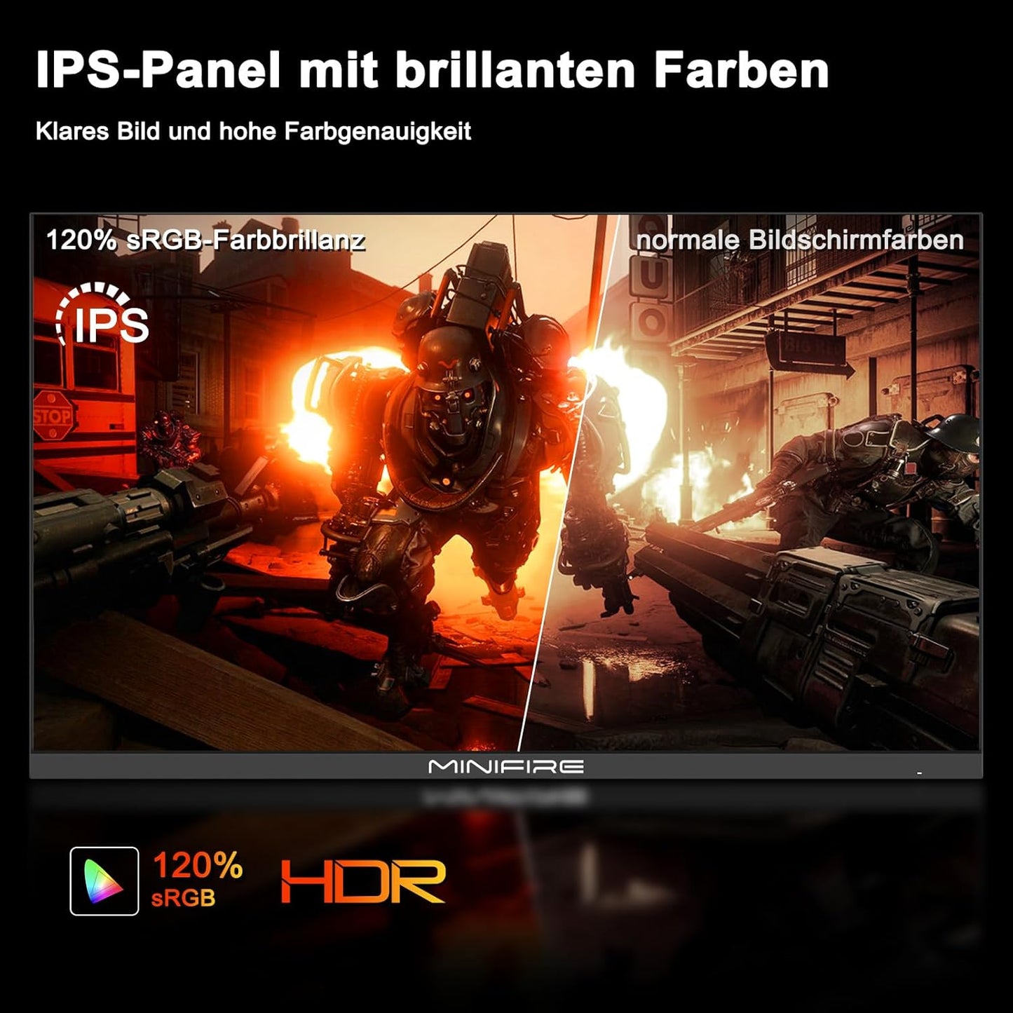 Minifire 24 Zoll Monitor, 100Hz, Full HD(1980x1080p),5ms(OD), Adaptive-Sync, sRGB110%, Eye-Care,VESA, PC Bildschirm mit HDMI USB-C Ports - MF24X3AL