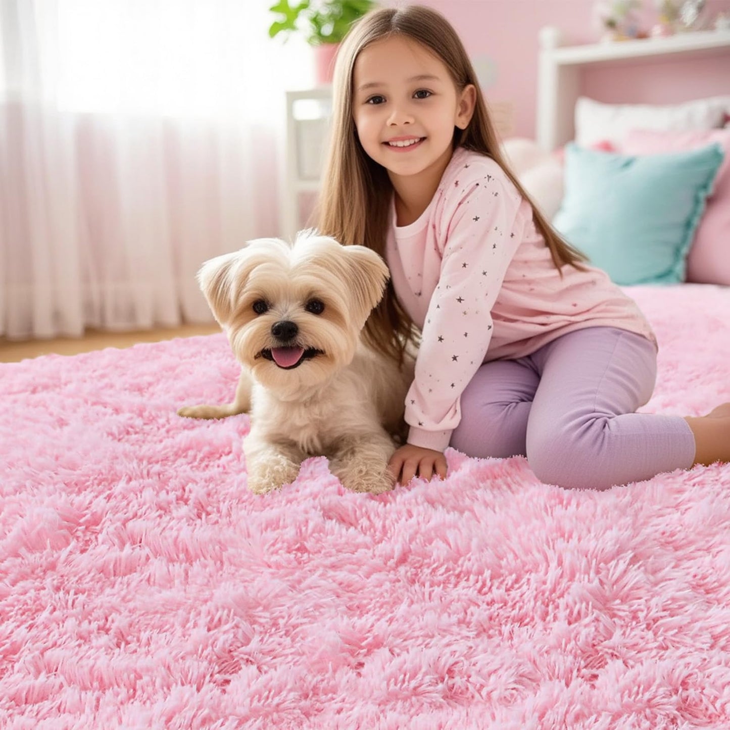 XSIVOD Fluffy High Pile Rug, Dark Grey, Washable Rug 140 x 200 cm, Living Room, Non-Slip Extra Large Rugs, Bedroom, Soft Modern Rugs, Mat Rugs for Children's Room