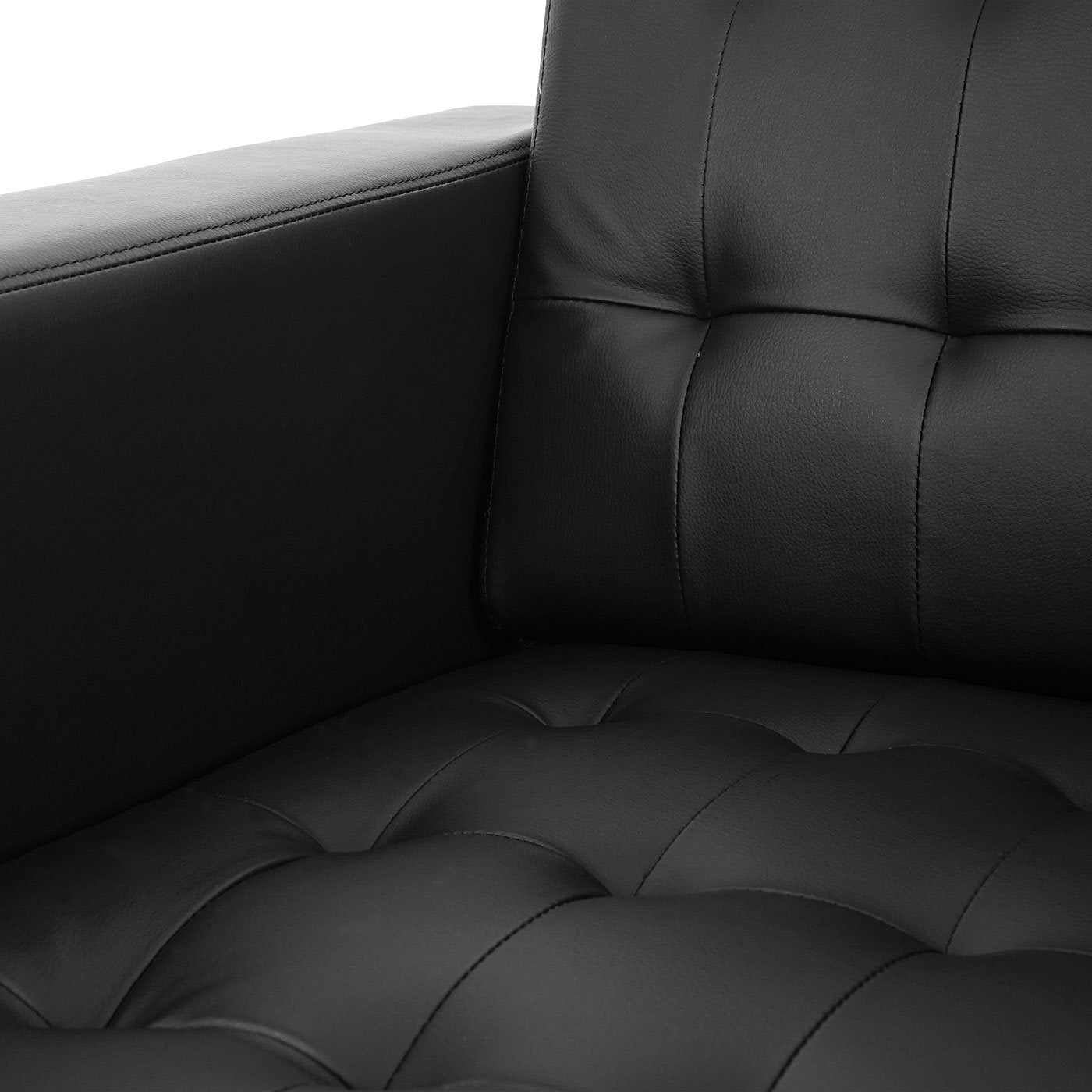3-1-1 Sofagarnitur Kunda, Couch Loungesofa Kunstleder, Metall-Füße - schwarz