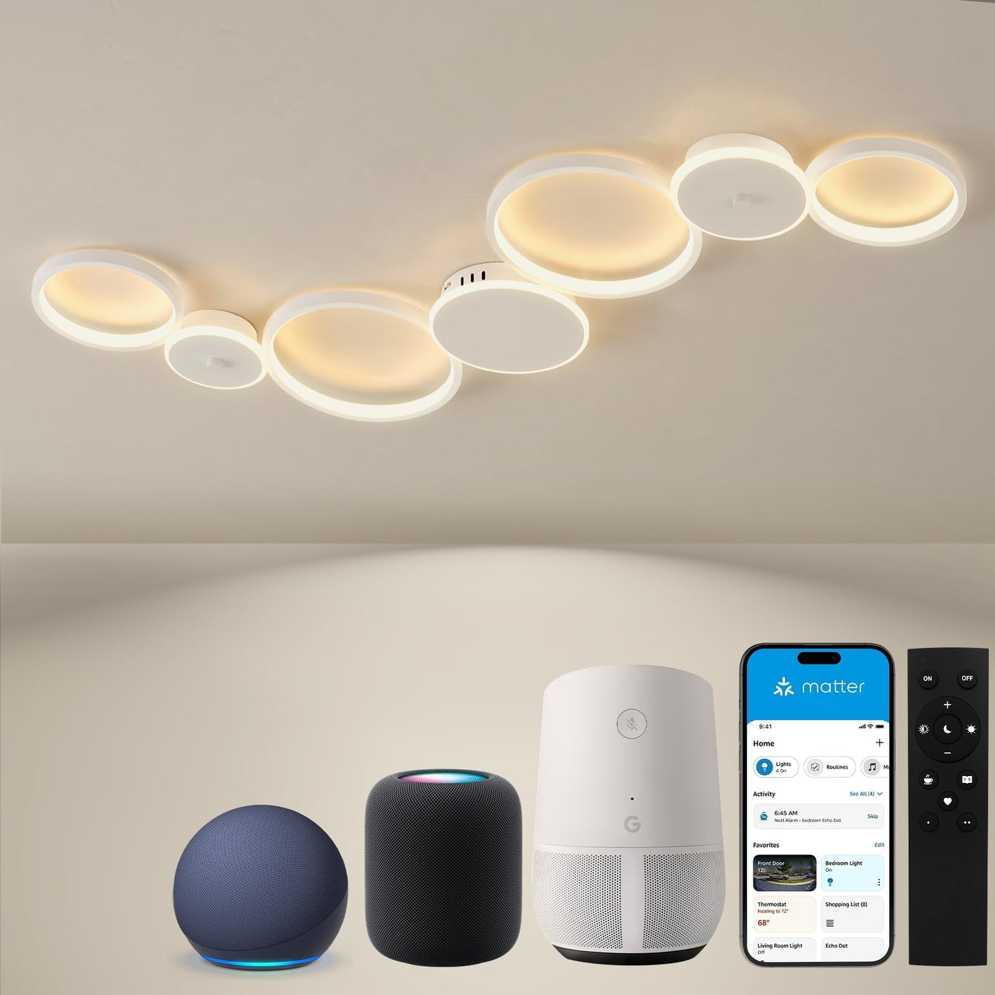 BAYHT Deckenleuchte LED Wohnzimmerlampe Weiße Runde LED Deckenlamp Dimmbar 62W 5300LM mit Fernbedienung 3000K-6500K Geeignet für Wohnzimmer, Deckenleuchte Schlafzimmer