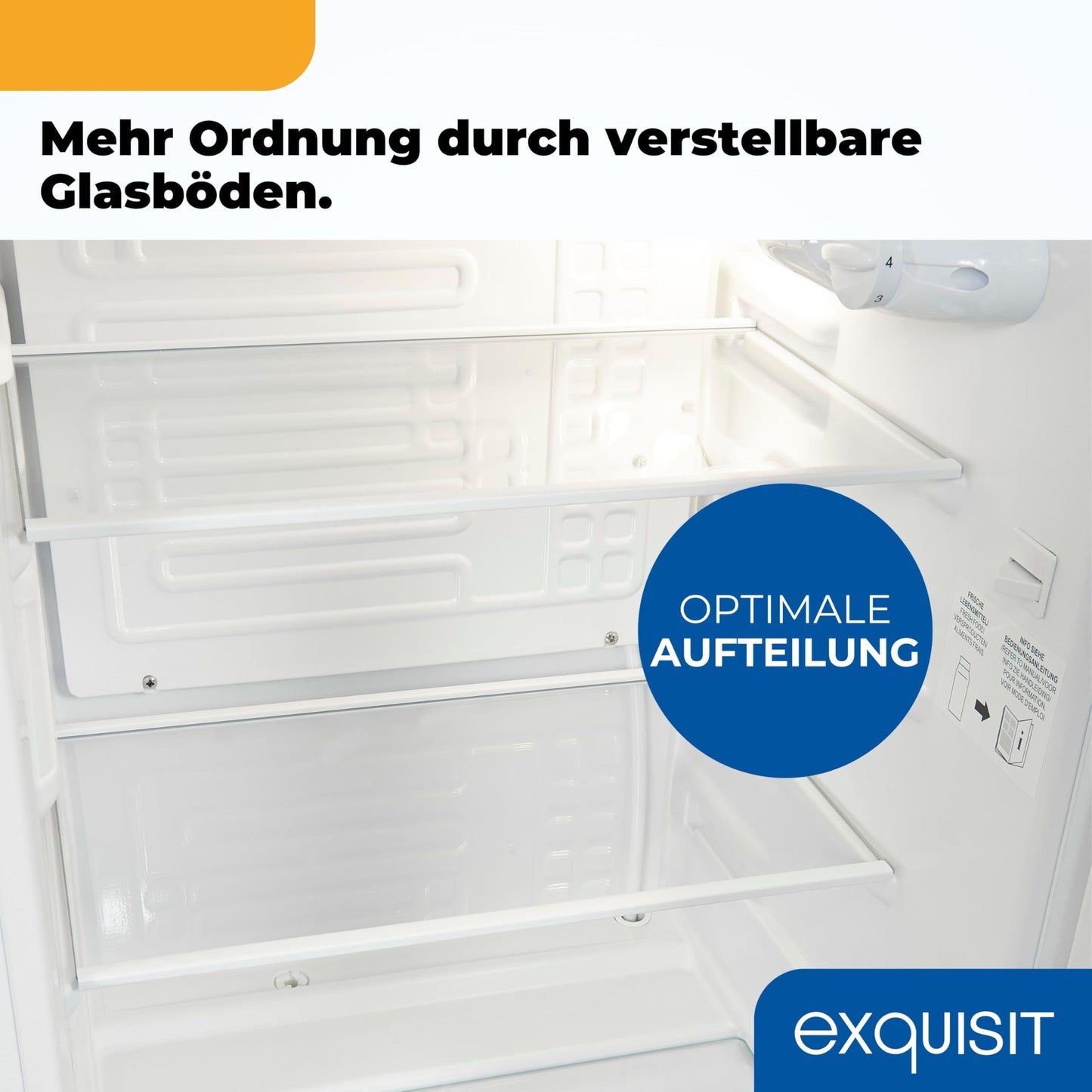Exquisit KS585-V-091E Full-Room Refrigerator, 75 Litres, Freestanding, Small and Compact, 45 cm Wide, LED Interior Lighting