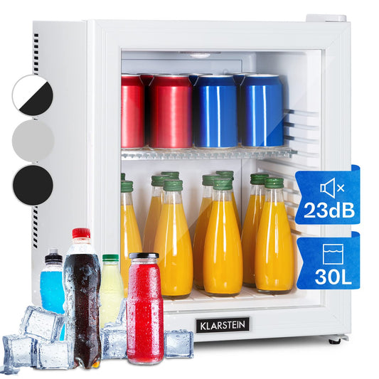 Klarstein Kühlschrank, Mini Kühlschrank mit Glastüre, Mini-Kühlschrank für Getränke, Snacks & Kosmetik, Kühlschrank Klein & Leise, Verstellbare Ablagen, Kleiner Skincare Kühlschrank 12-18°C, 23L