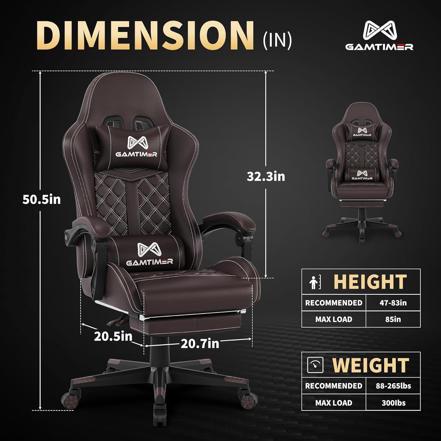 Gaming Chair, Ergonomic Office Chair, PC Chair, Gaming Chair, Lumbar Cushion and Footrest, PU Leather Gamer Chair, Adjustable Backrest from 90-155°, Height Adjustable 360° Swivel Chair (Pink)