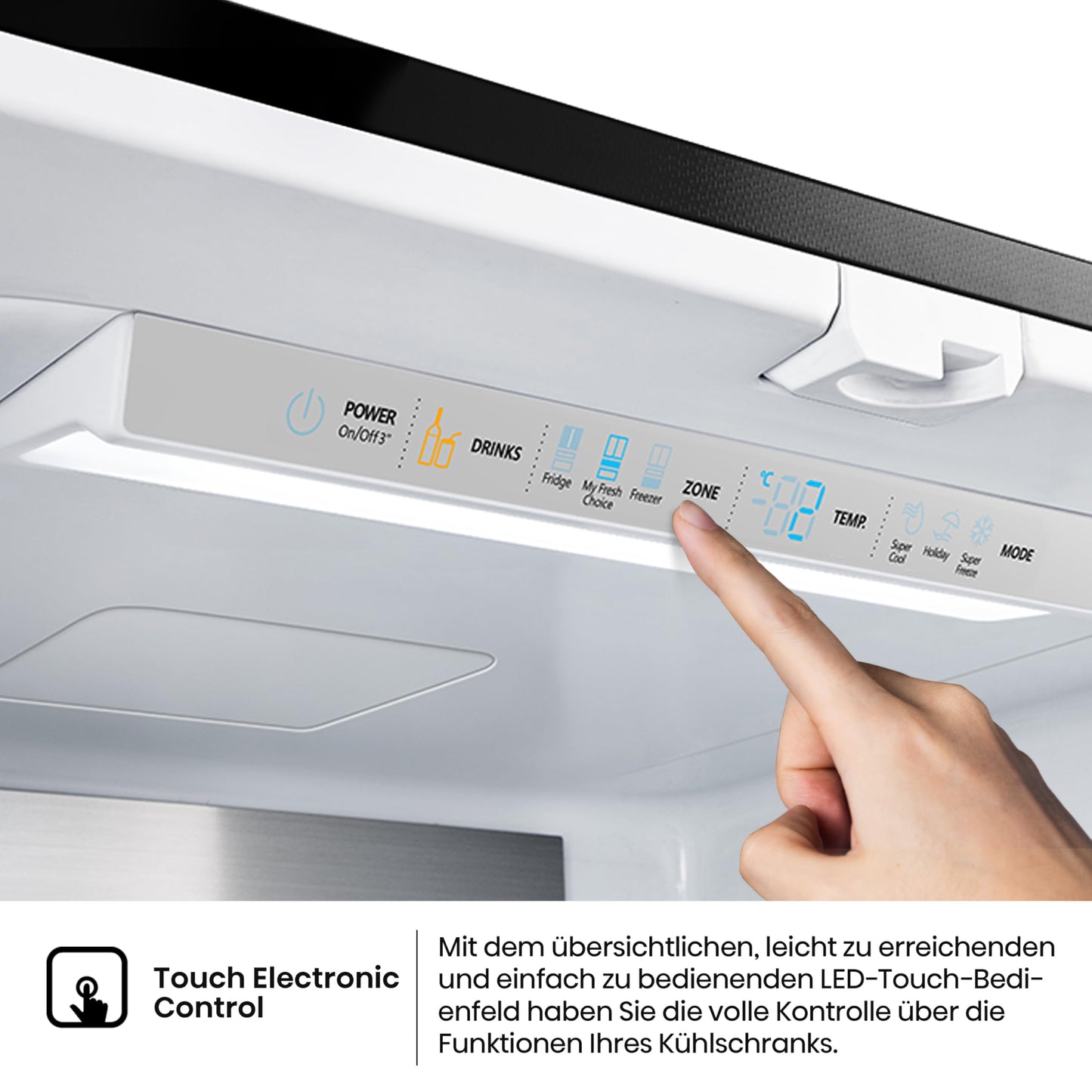 Hisense RF632N4WIE French Door Kühl-Gefrierkombination/ NoFrostPlus/ Inverter-Kompressor/ Wasserspender/ CrispZone/ 200 cm/ Kühlteil 336 l/ Gefrierteil 149 l/ 38 dB/ 295 kWh/ Jahr/ Inox-Look