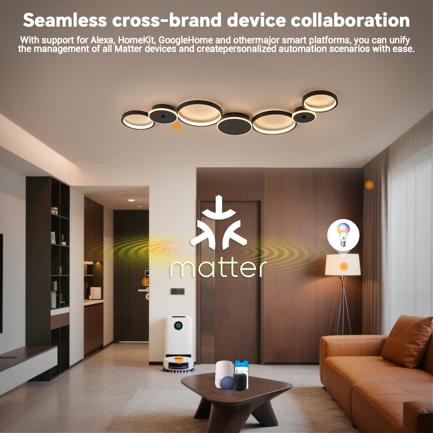 BAYHT Deckenleuchte LED Wohnzimmerlampe Weiße Runde LED Deckenlamp Dimmbar 62W 5300LM mit Fernbedienung 3000K-6500K Geeignet für Wohnzimmer, Deckenleuchte Schlafzimmer