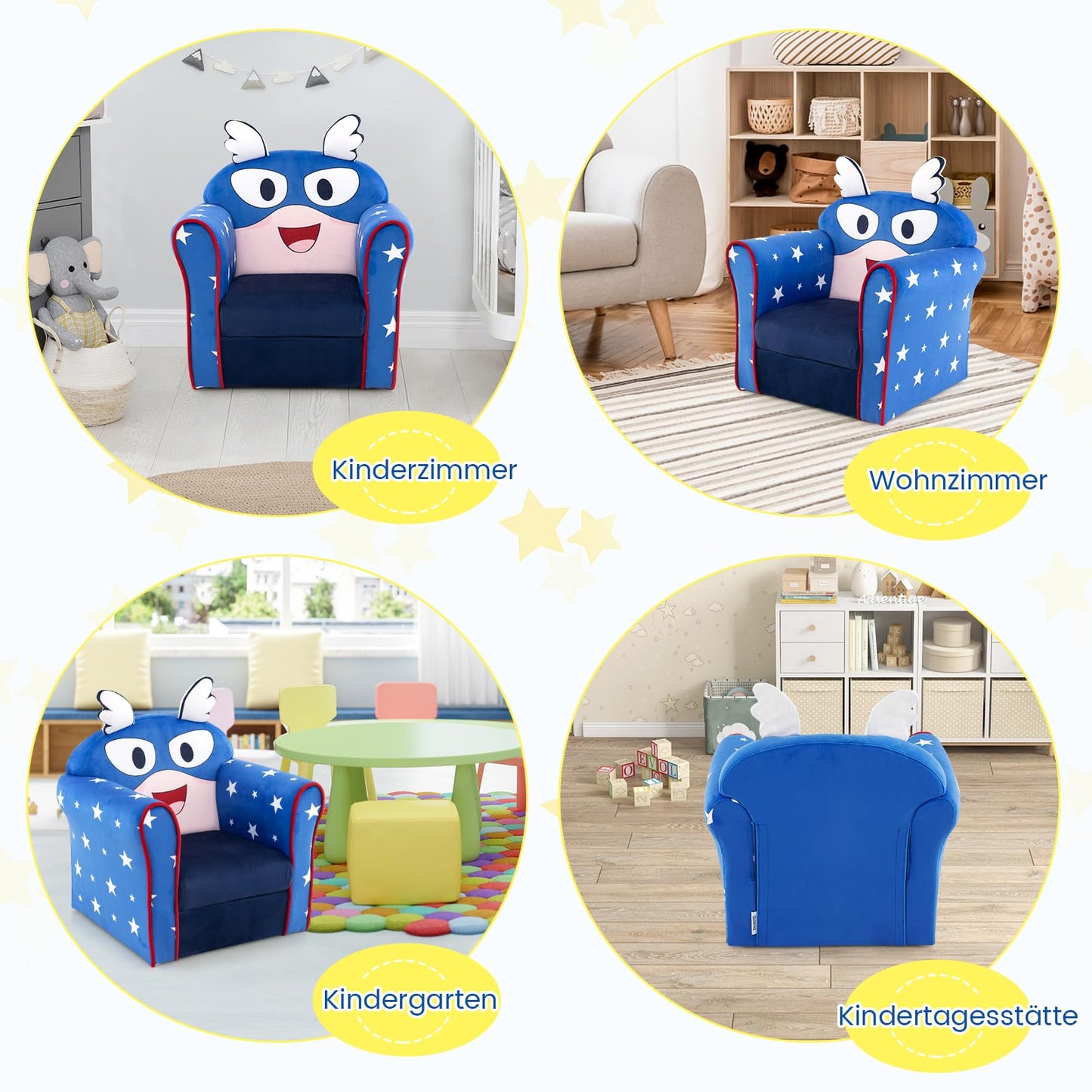 COSTWAY Children's Armchair Children's Sofa Children's Couch Baby Chair for Girls and Boys Children's Furniture Children's Chair Foam (Spaceship)