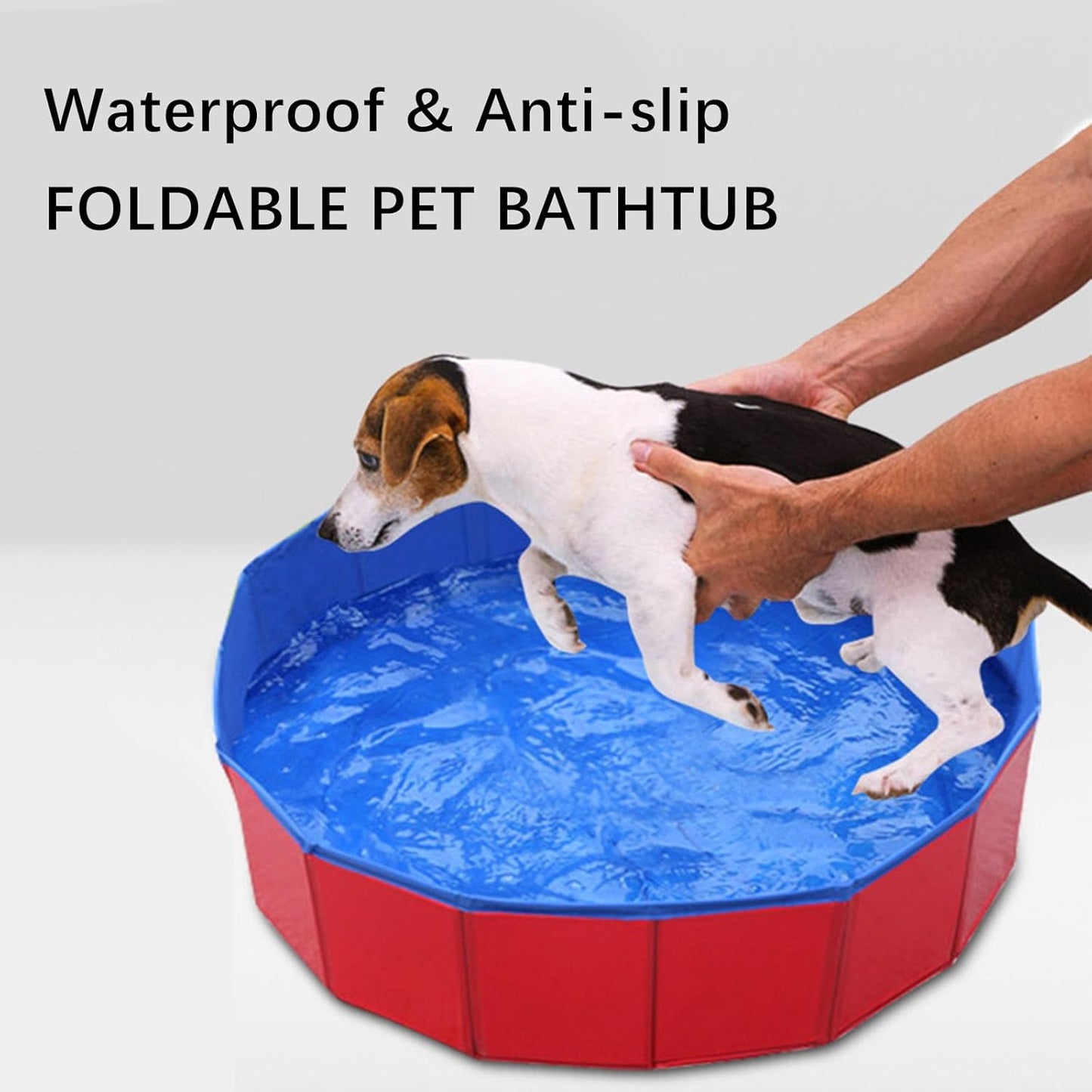Dog Pool, Dog Pool for Small Dogs, Foldable Dog Pool, 60 x 20 cm Dog Paddling Pool, Paddling Pool for Pets, PVC Dog Pool, Cat Pool, Dog Sprinkler Pad, with Non-Slip Base Drain Valve