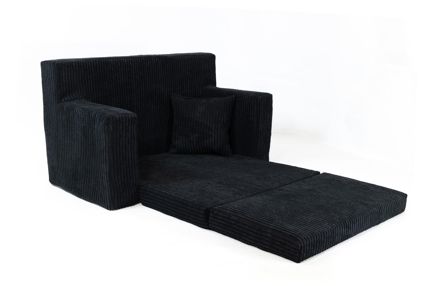 FORTISLINE - Kindersofa ausklappbar 83x47x43cm Oeko-TEX - Spielesofa für Kinder 2in1 - Kindercouch Aufklappen Bettfunktion - Schlafcouch aus Schaumstoff - Kuschel-Cord - Viele Muster (Grau)