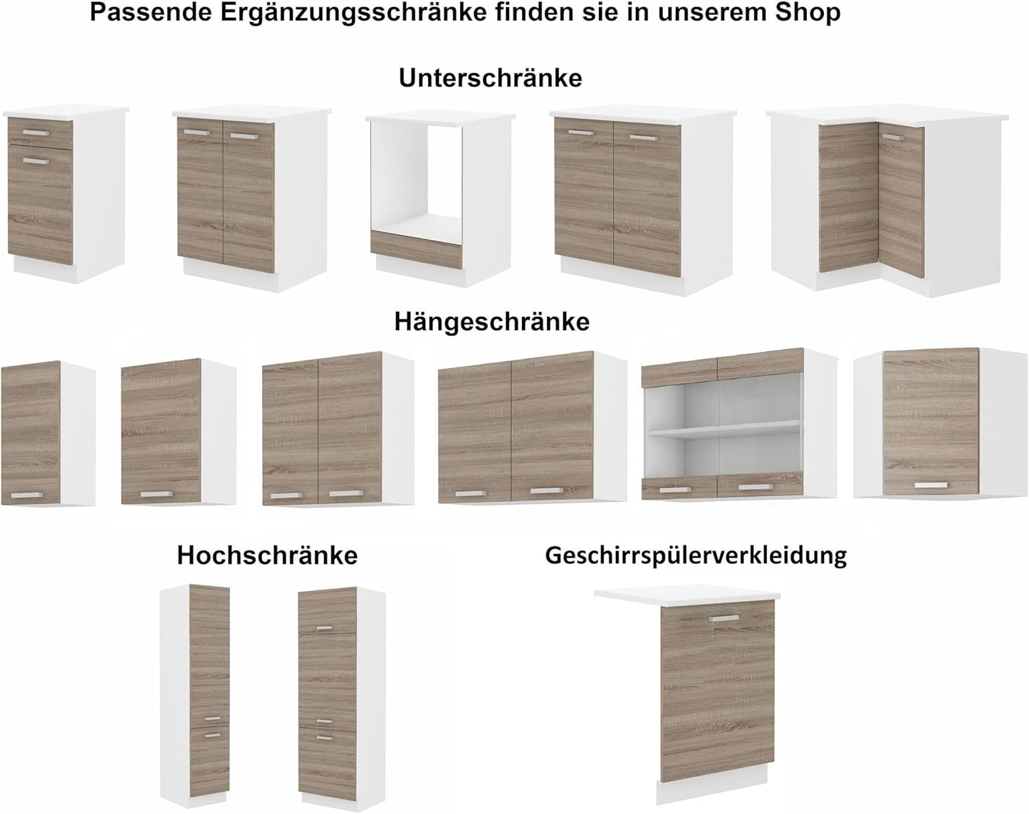 Kuechen-preisbombe Dave Mini Kitchen Unit 180 cm Single Kitchen Unit Oak Sonoma Truffle