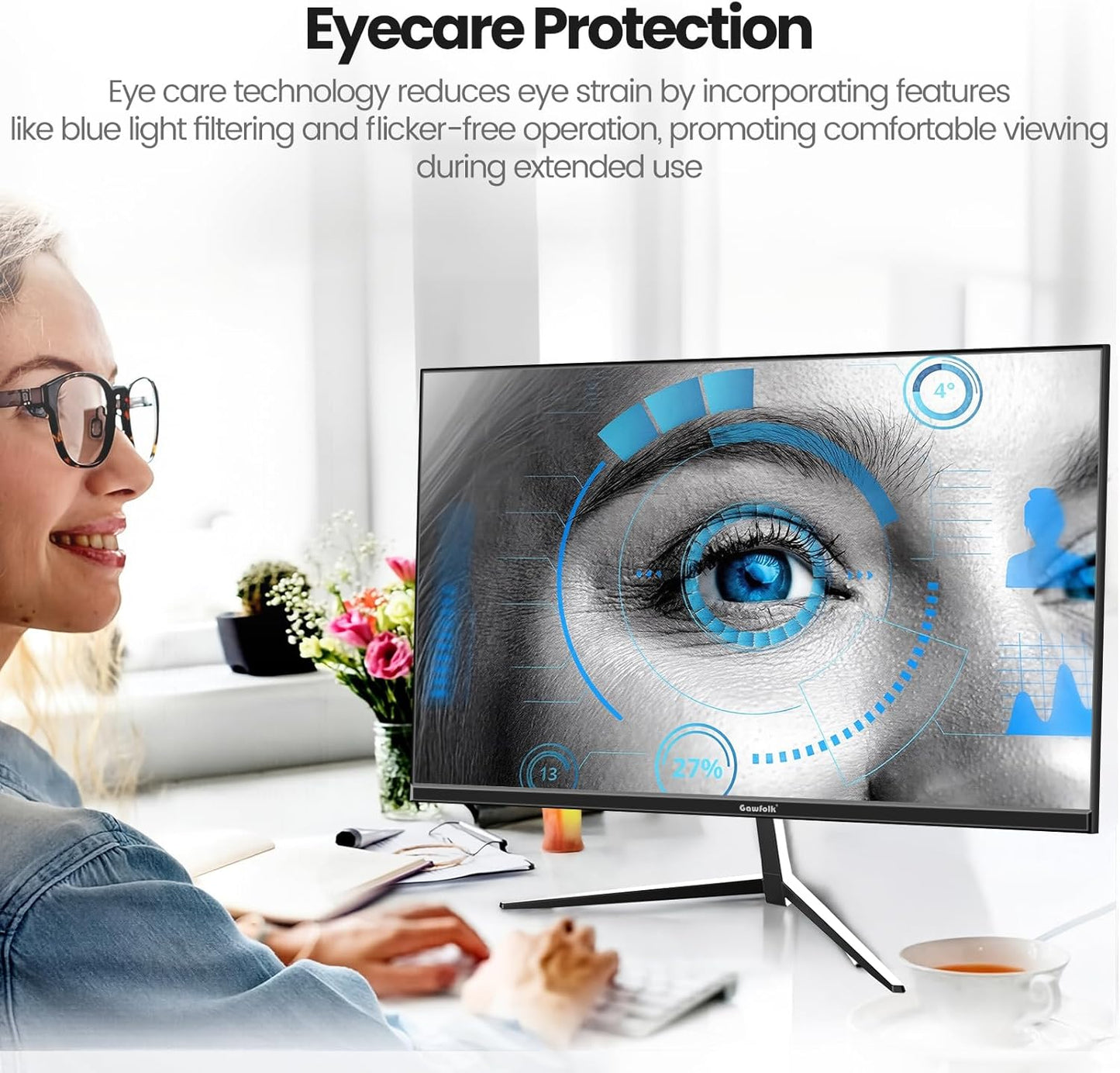 Gawfolk 32 Zoll Curved Gaming Monitor 180HZ / 165Hz / 144hz PC Bildschirm Full HD 1080P, Rahmenloses 1800R Gebogenes Computerbildschirm mit FreeSync und Eye Care Technologie, unterstützt VESA