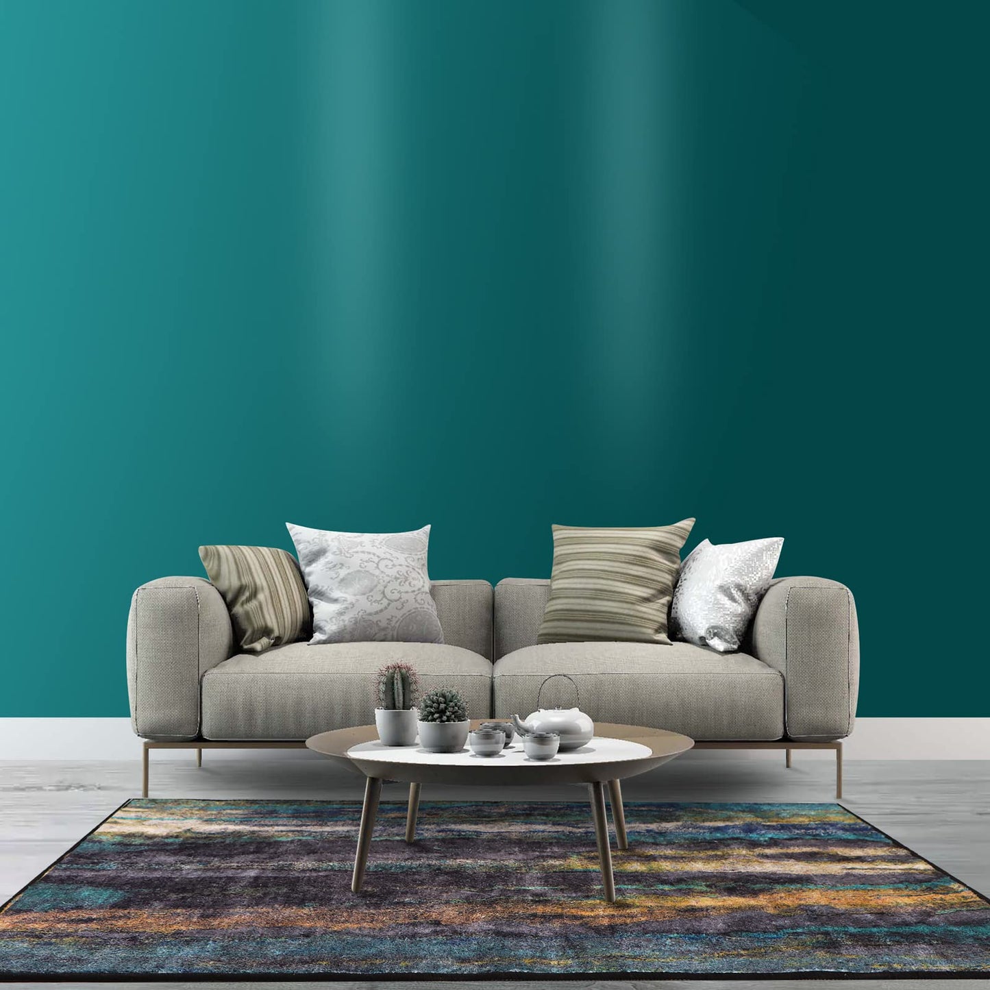 Rururug Moderner Teppich für Wohnzimmer 140x200CM - Pflegeleicht - Dunkelgrün, Schwarz, Grau, Braun, Duck Egg - Meliert Abstraktes Muster rutschfeste Waschbare Teppich