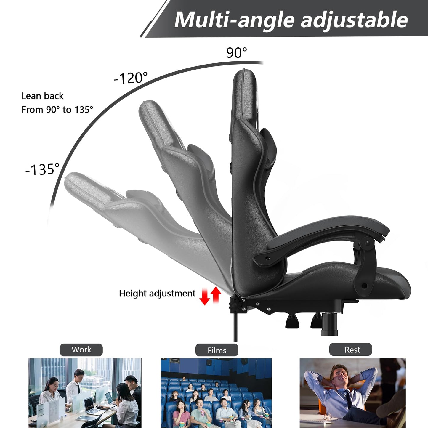 Racingreat Gaming Stuhl, Gamer Stühle, Ergonomisch Gaming Chair, Rückenlehne Einstellbar Pc-Stuhl, 360° Drehbar Gaming Sessel, Atmungsaktiver Bürostuhl für Jugendliche Jungen Mädchen Erwachsene Rosa