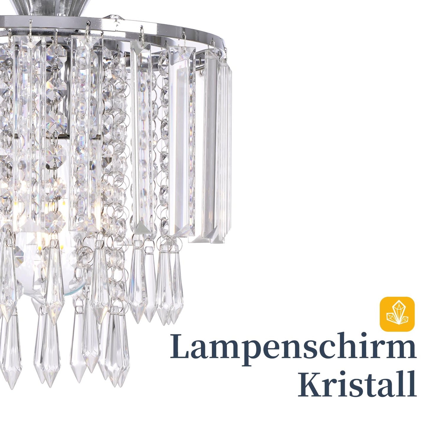 FRIDEKO HOME Modern Kronleuchter Kristall Deckenleuchte Gold,Kleine Kristall Deckenlampe E27 Fassung für Wohnzimmer Schlafzimmer Küche Flur,Ø23cm