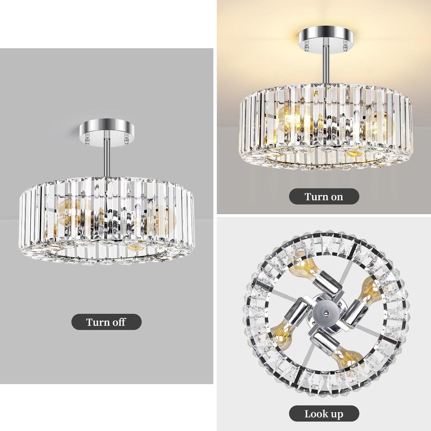 FRIDEKO HOME Modern Kronleuchter Kristall Deckenleuchte Gold,Kleine Kristall Deckenlampe E27 Fassung für Wohnzimmer Schlafzimmer Küche Flur,Ø23cm