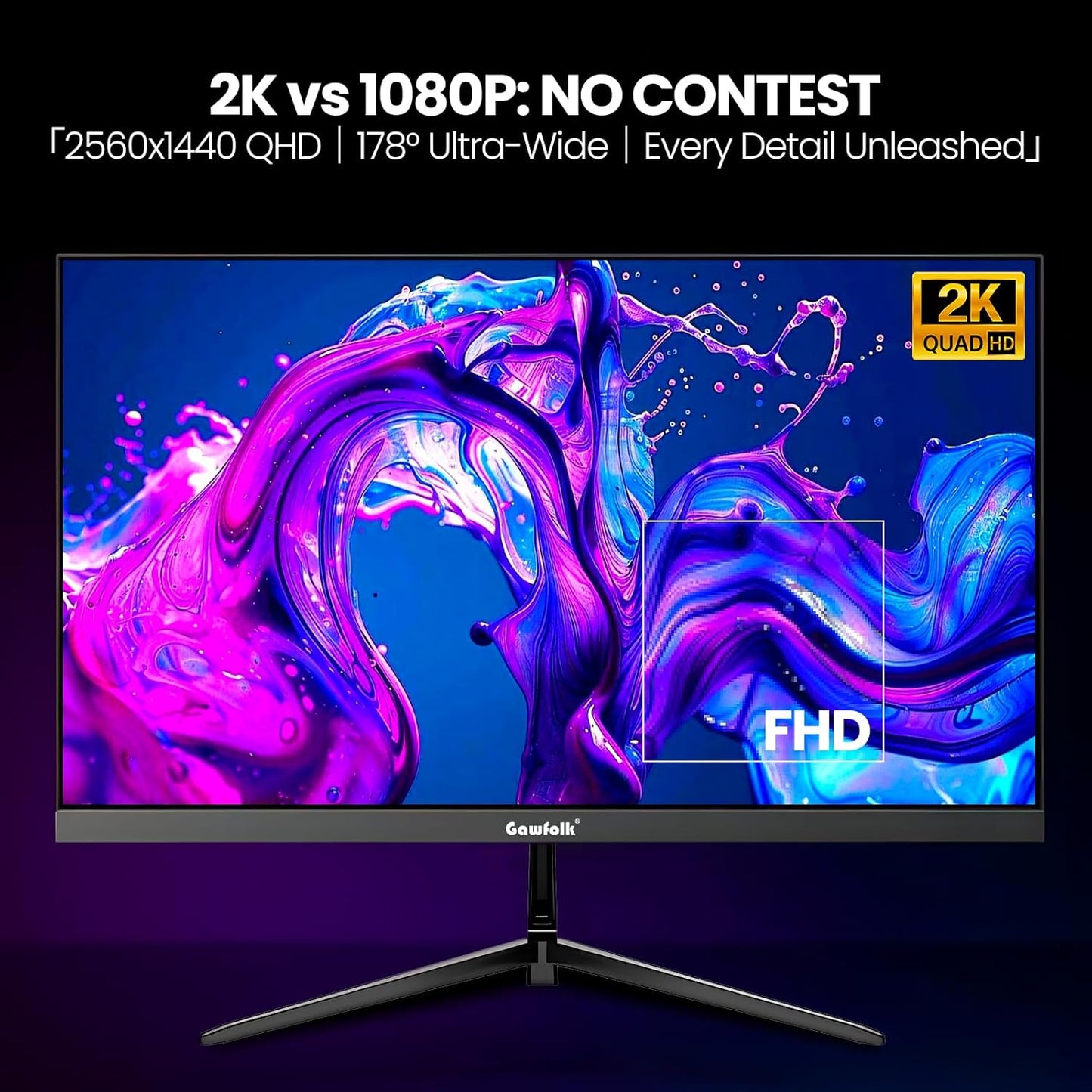 Gawfolk 32 Zoll Curved Gaming Monitor 180HZ / 165Hz / 144hz PC Bildschirm Full HD 1080P, Rahmenloses 1800R Gebogenes Computerbildschirm mit FreeSync und Eye Care Technologie, unterstützt VESA