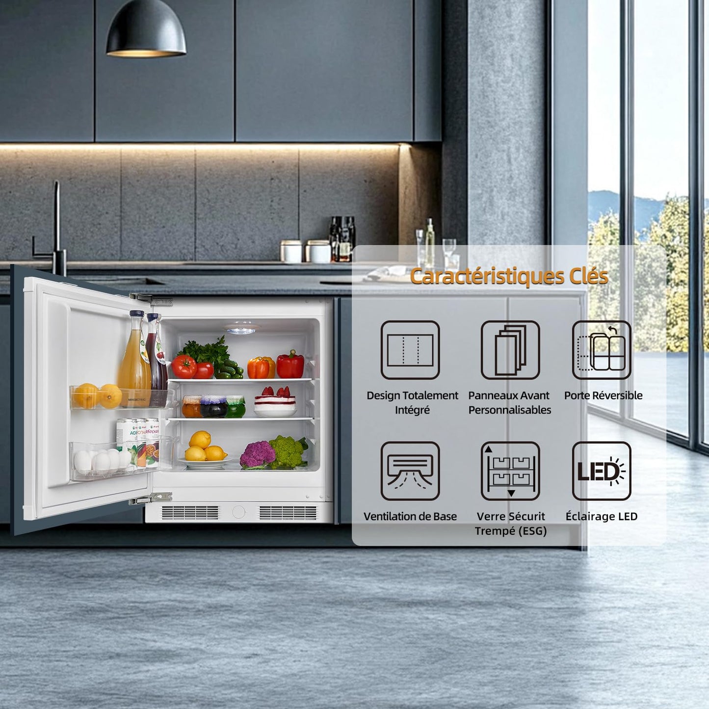 magictec Einbaukühlschrank mit Gefrierfach | 177 cm | 248L (186L/62L) | No Frost | Kühl-Gefrierkombination mit austauschbaren Türscharnieren | Inverterkompressor | Schnellkühlung | Geräuscharm