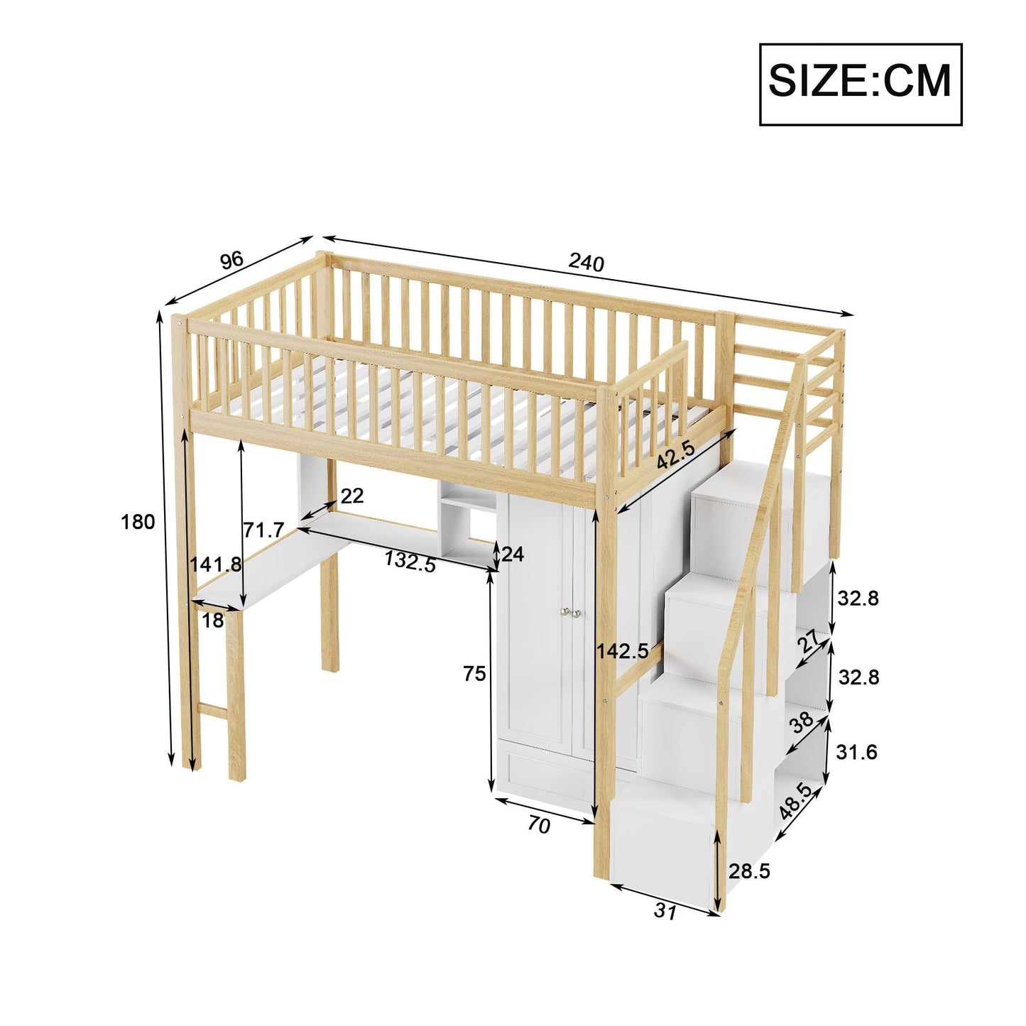 xixiworkshop Kinderbett 90x200cm Ausziehbett Bett mit Stauraum und USB-Steckdose/Mehreren Ablagefächern multifunktionales Jugendbett/Gästebett/Doppelbett mit Stauschrank Lattenrost,Ohne Matratze,Grau