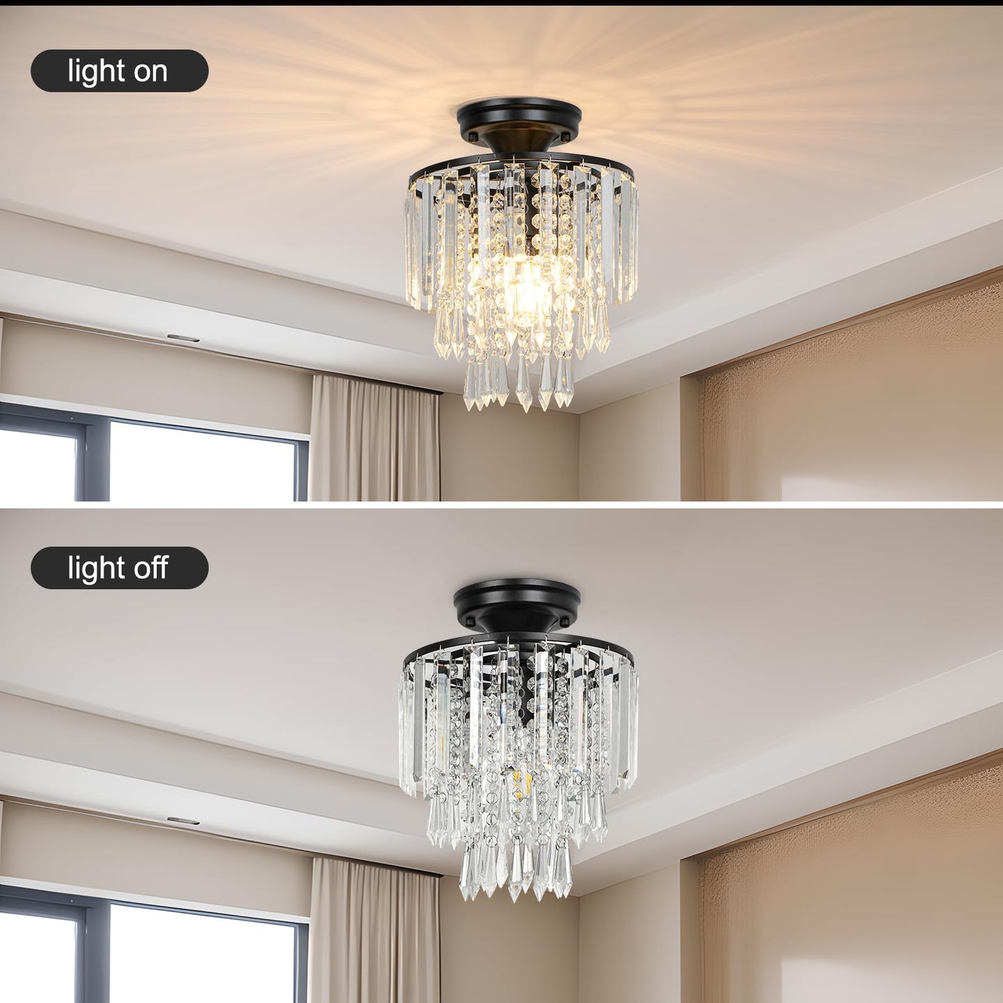 FRIDEKO HOME Modern Kronleuchter Kristall Deckenleuchte Gold,Kleine Kristall Deckenlampe E27 Fassung für Wohnzimmer Schlafzimmer Küche Flur,Ø23cm