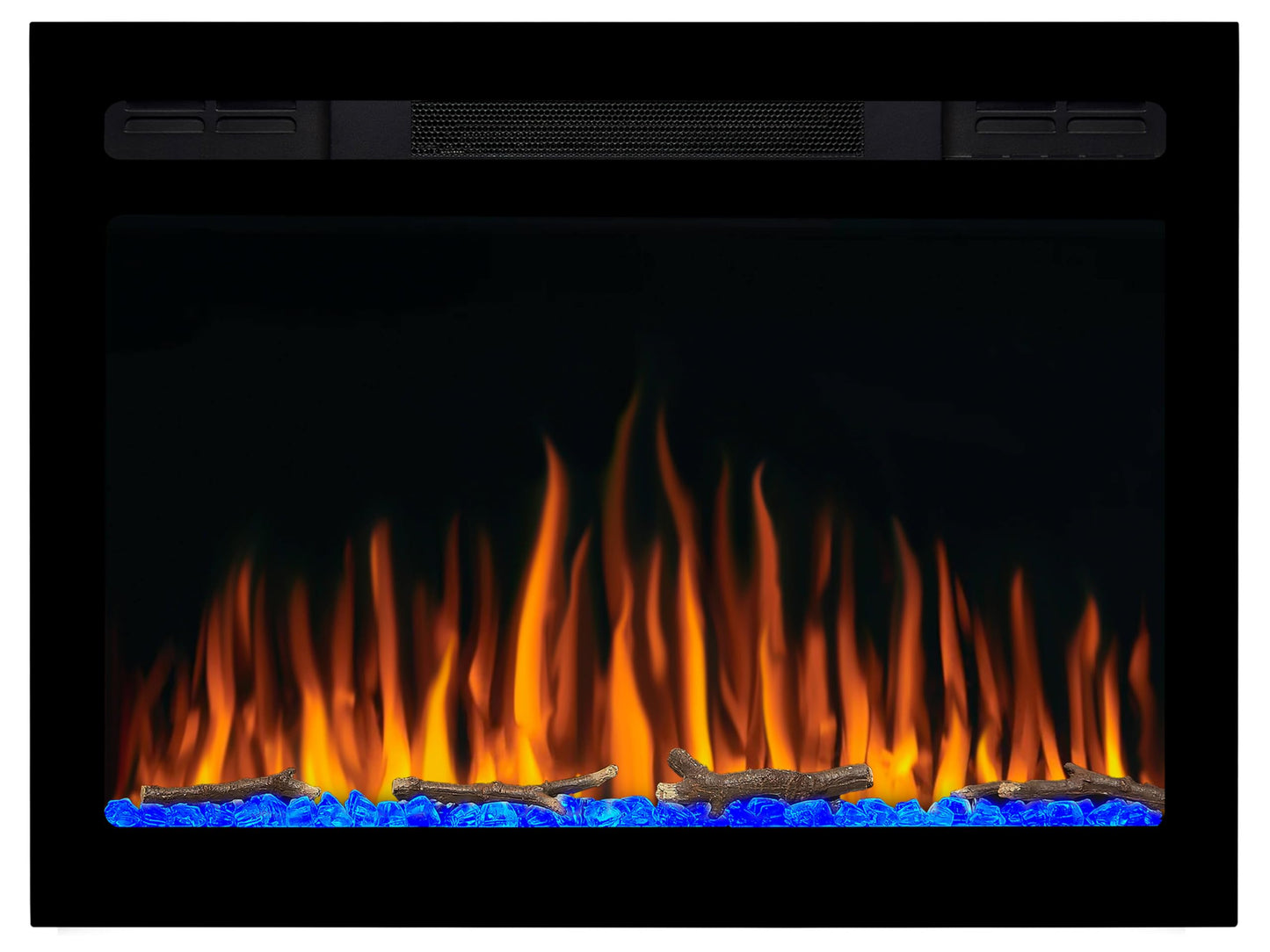 ArtiFlame Elektrokamin AF27WR Multicolor, Elektrischer Einbaukamin mit Heizung 900/1800 W, realistischer 3D-Flammeneffekt, LED-Beleuchtung, Fernbedienung, Timer, Thermostat, Knistereffekt, Schwarz