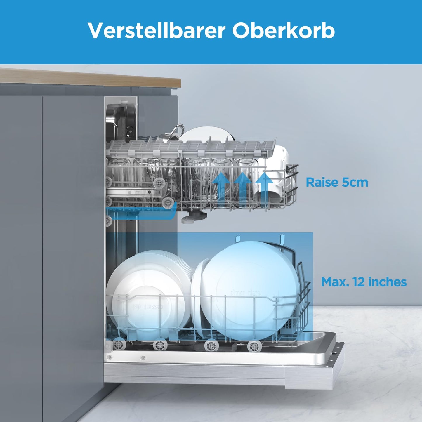 Midea MDWEU1435XSS-W Dishwasher, Integrated, 14 Place Settings, 60 cm, Partially Integrated with WiFi, Extra Drying, 7 Programmes, 47 dB, 0-24 Hours Start Time Delay, Stainless Steel