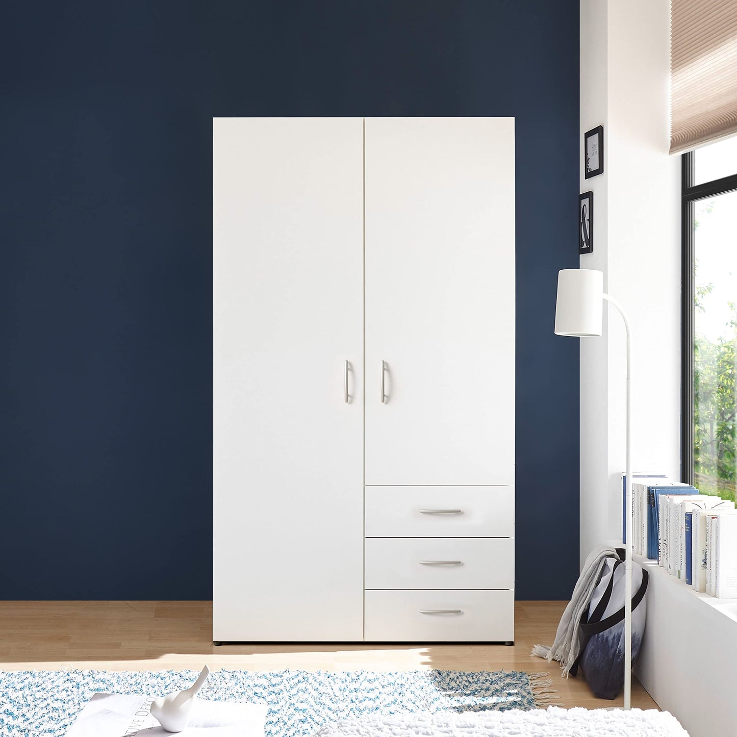 Harry Wardrobe White - Versatile Hinged Door Cupboard 3 Doors for Your Bedroom - 150 x 176 x 51 cm (W x H x D)