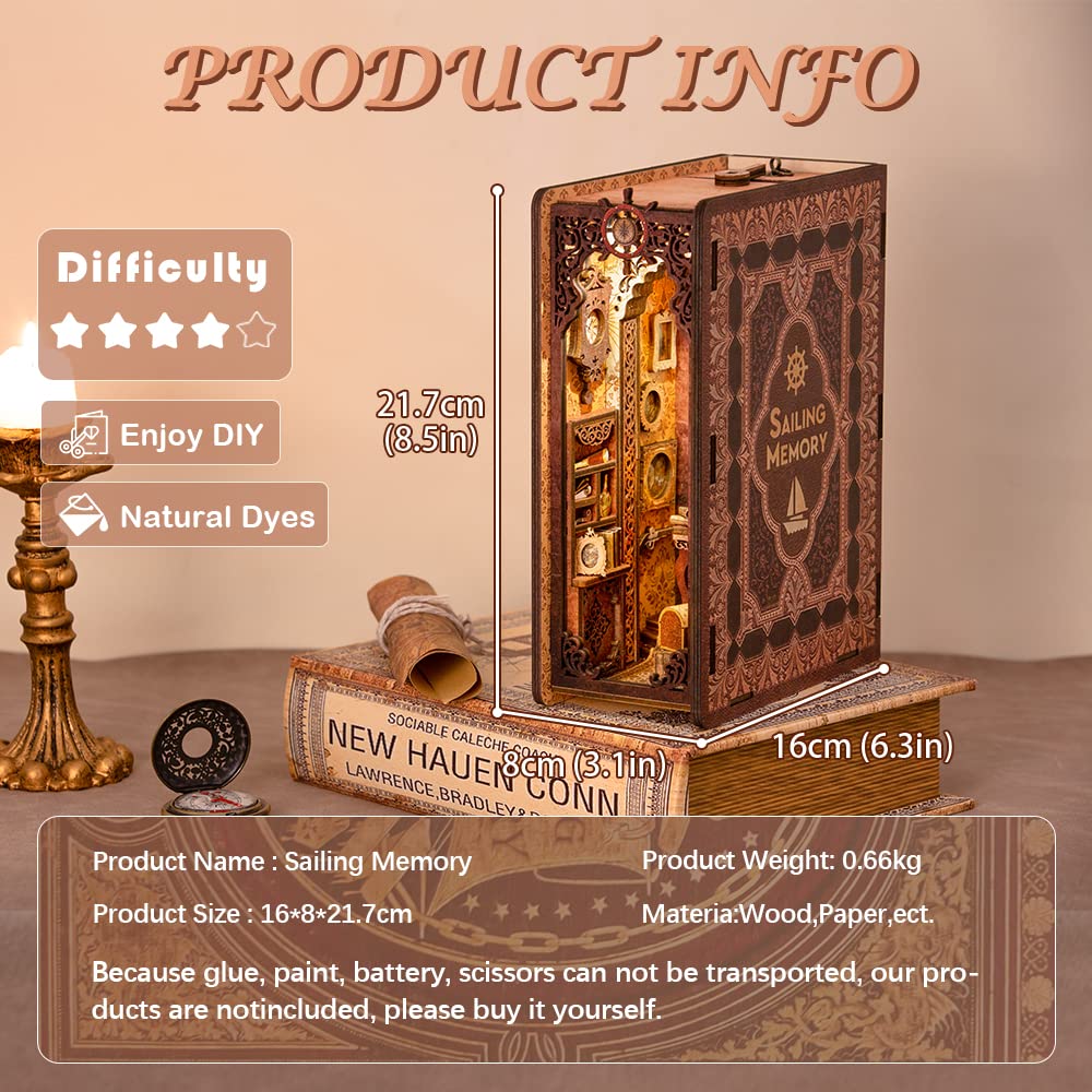 CUTEBEE Book Nook Kit – DIY Puppenhaus Häuser, Miniatur Haus Selber Bauen für Erwachsene, 3D-Holzpuzzle & Buchstütze | Kreatives Set für Bücherregal Dekor | Geschenk,199 PCS (Champs-Élysées Florist)