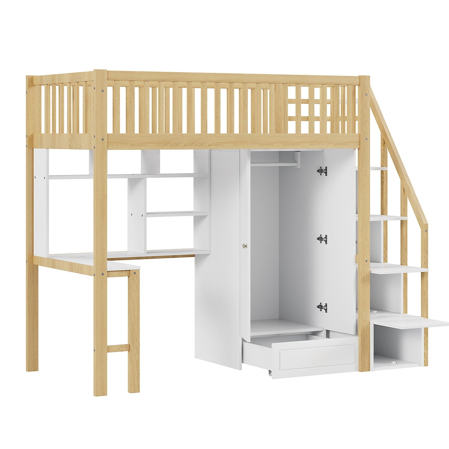 xixiworkshop Kinderbett 90x200cm Ausziehbett Bett mit Stauraum und USB-Steckdose/Mehreren Ablagefächern multifunktionales Jugendbett/Gästebett/Doppelbett mit Stauschrank Lattenrost,Ohne Matratze,Grau