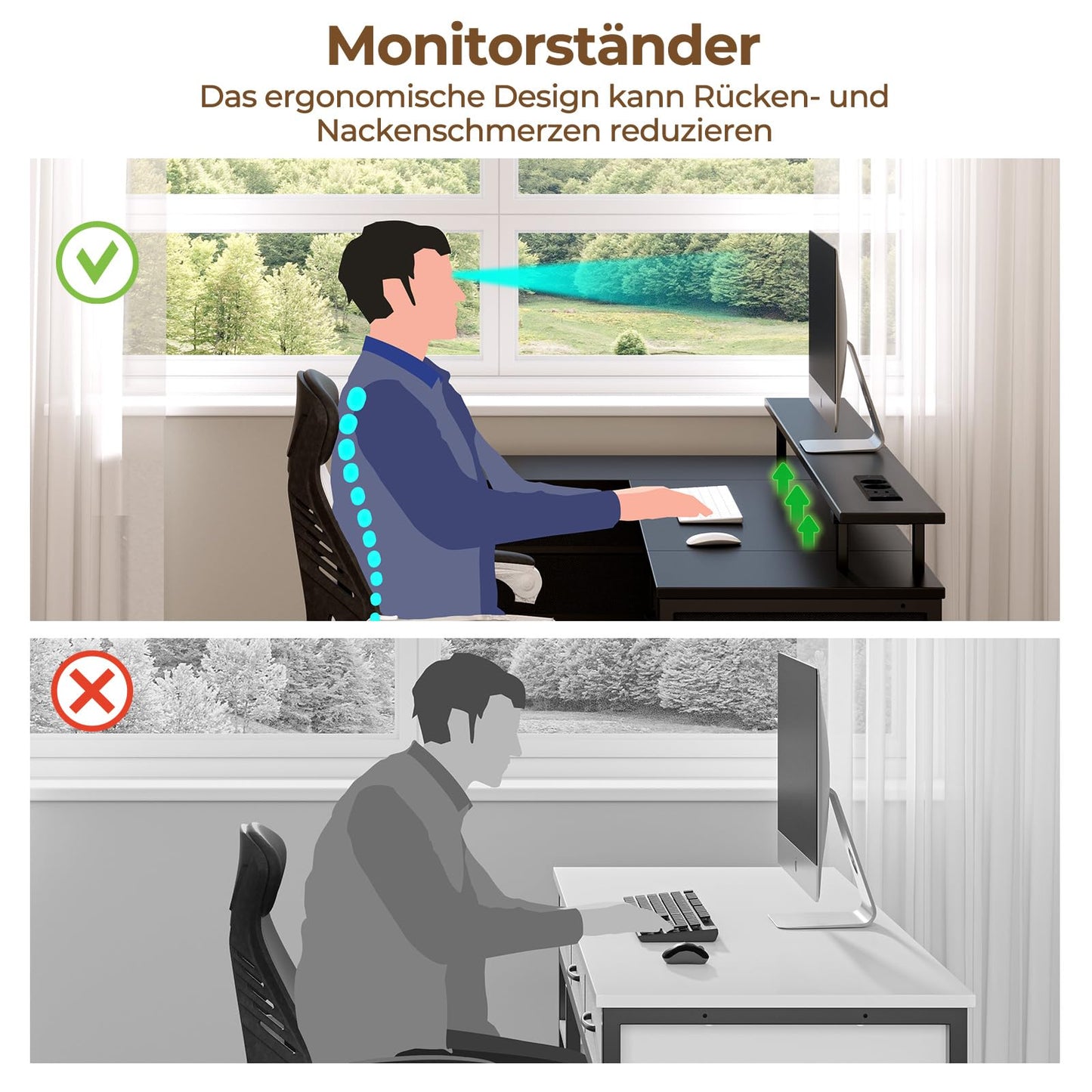 Seventable Computertisch L Form mit 4 Schubladen & Ablageflächen, Gaming Tisch mit LED & Steckdosen, Gaming Schreibtisch mit Monitorständer für Homeoffice, Schlafzimmer, Wohnzimmer (Weiß, 140 cm)