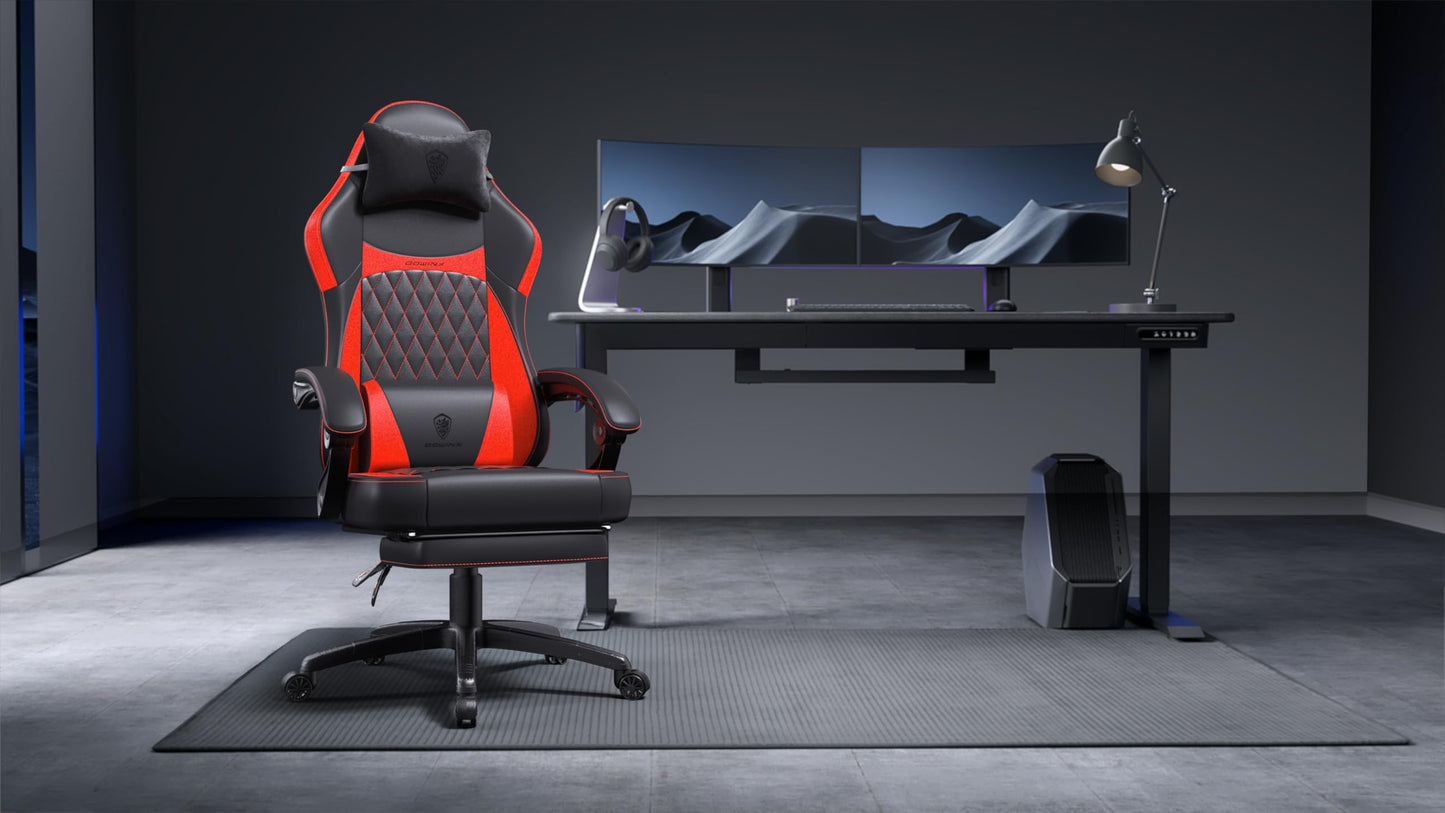 Dowinx Gaming Chair, Racing Gamer Chair, Ergonomic Gaming Chair with Lumbar Support, Gaming Chair, PU Leather, 150 kg, Black Purple