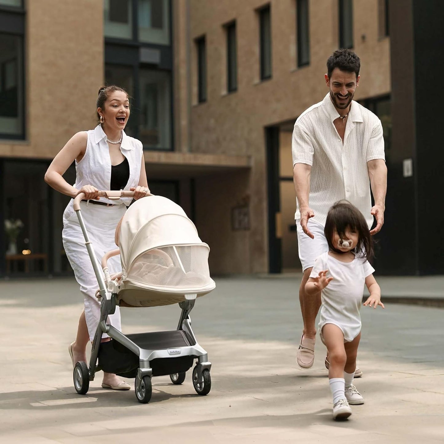 Bebebus Folding Compact Pushchair 4 Wheel Padded Pushchair Multi-Function Adjustable in Both Directions Foldable Suitable for Babies from Birth to 22kg